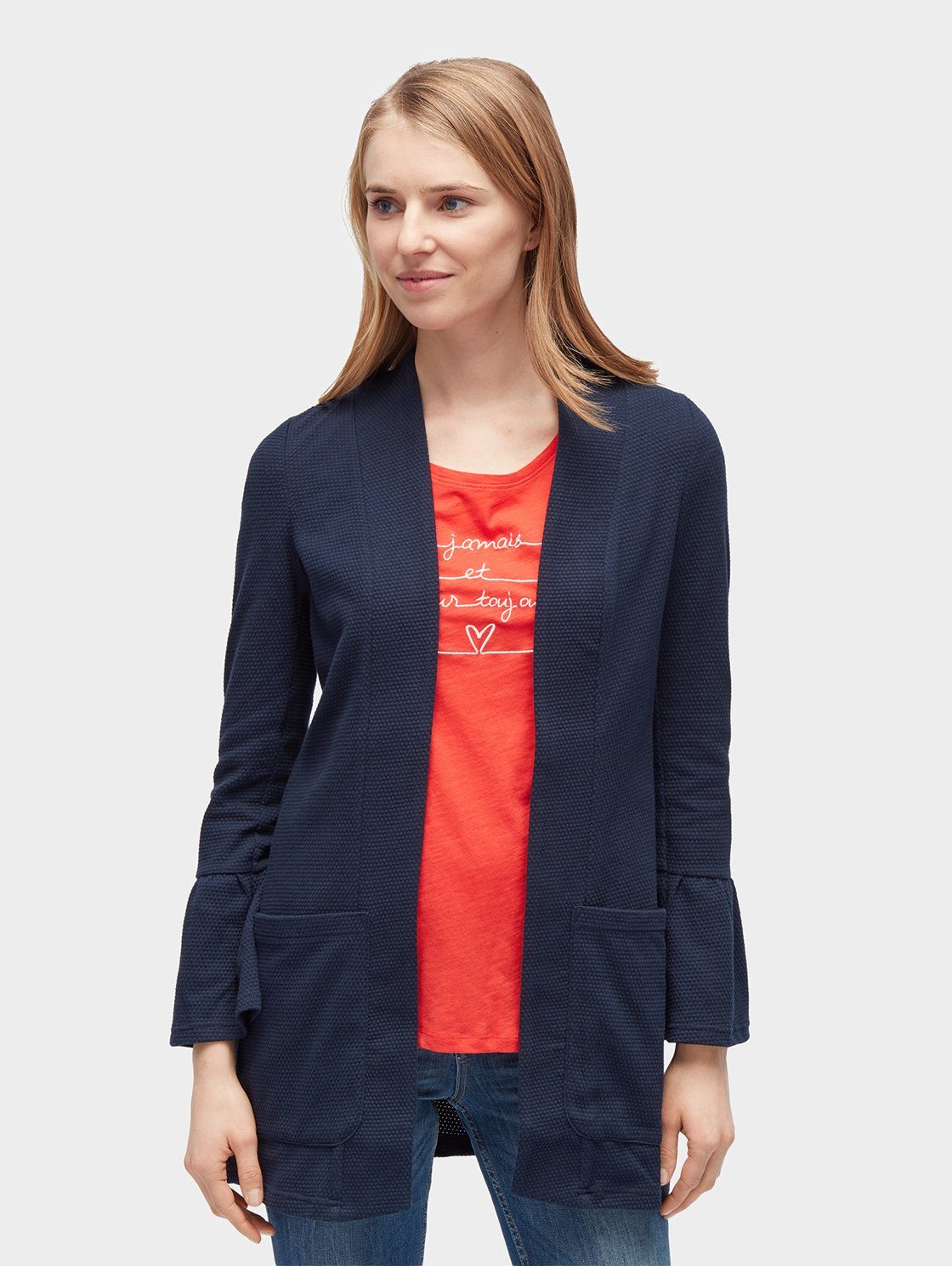 TOM TAILOR Denim Longblazer »offener Blazer mit Struktur« online kaufen