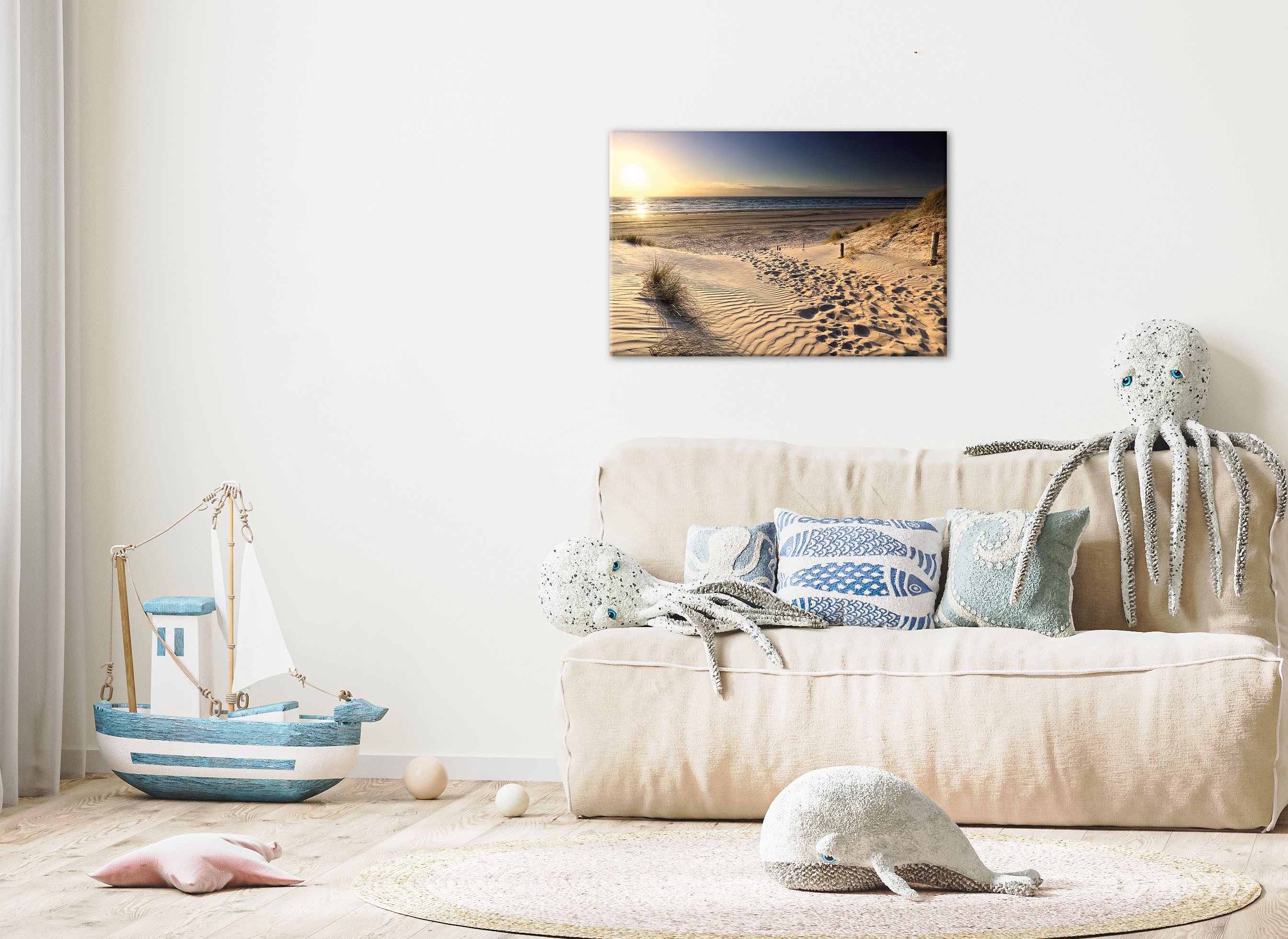 Bönninghoff Leinwandbild, Bilder vom Sonnenuntergang & -aufgang, Landschaft, Landschaften, Meer, Meer Bilder, Natur, Sonnenaufgang, Sonnenaufgang & -untergang, Strand, Strandbilder (1 St)