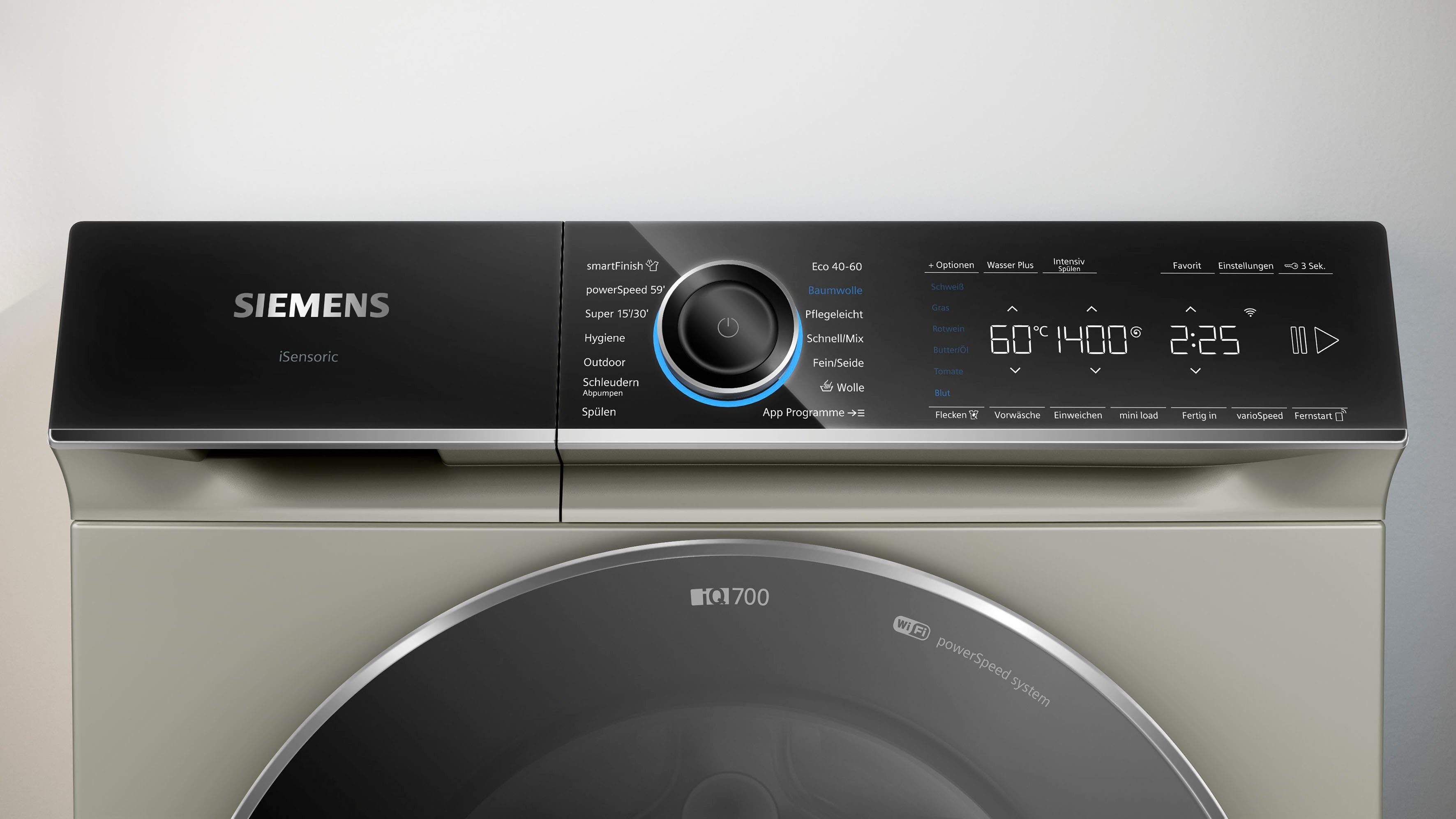 SIEMENS Waschmaschine Dampf – 9 dank Knitterfalten kg, glättet smartFinish sämtliche U/min, 1400 WG44B20X40