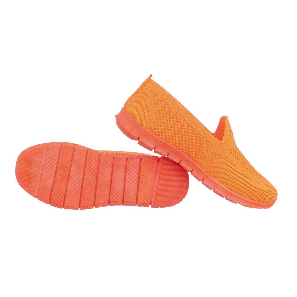 Slipper Freizeit Flach in Orange Low Ital-Design Damen Sneakers Low-Top