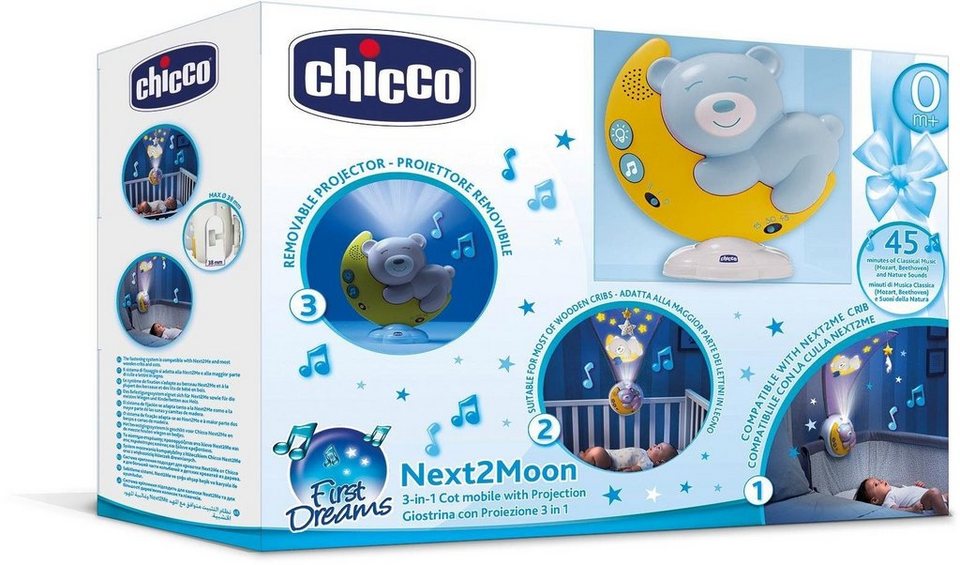 Chicco Nachtlicht Next2Moon, Blau, Deckenprojektion, Melodien, Timerfunktion,  mit Licht und Sound, Mobilé »Next2Moon, Blau« mit Projektor