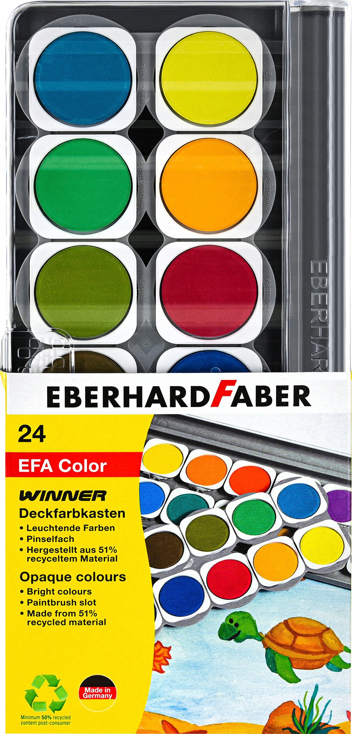 Eberhard Faber Malpalette Winner Deckfarbkasten, 12 oder 24 Farben