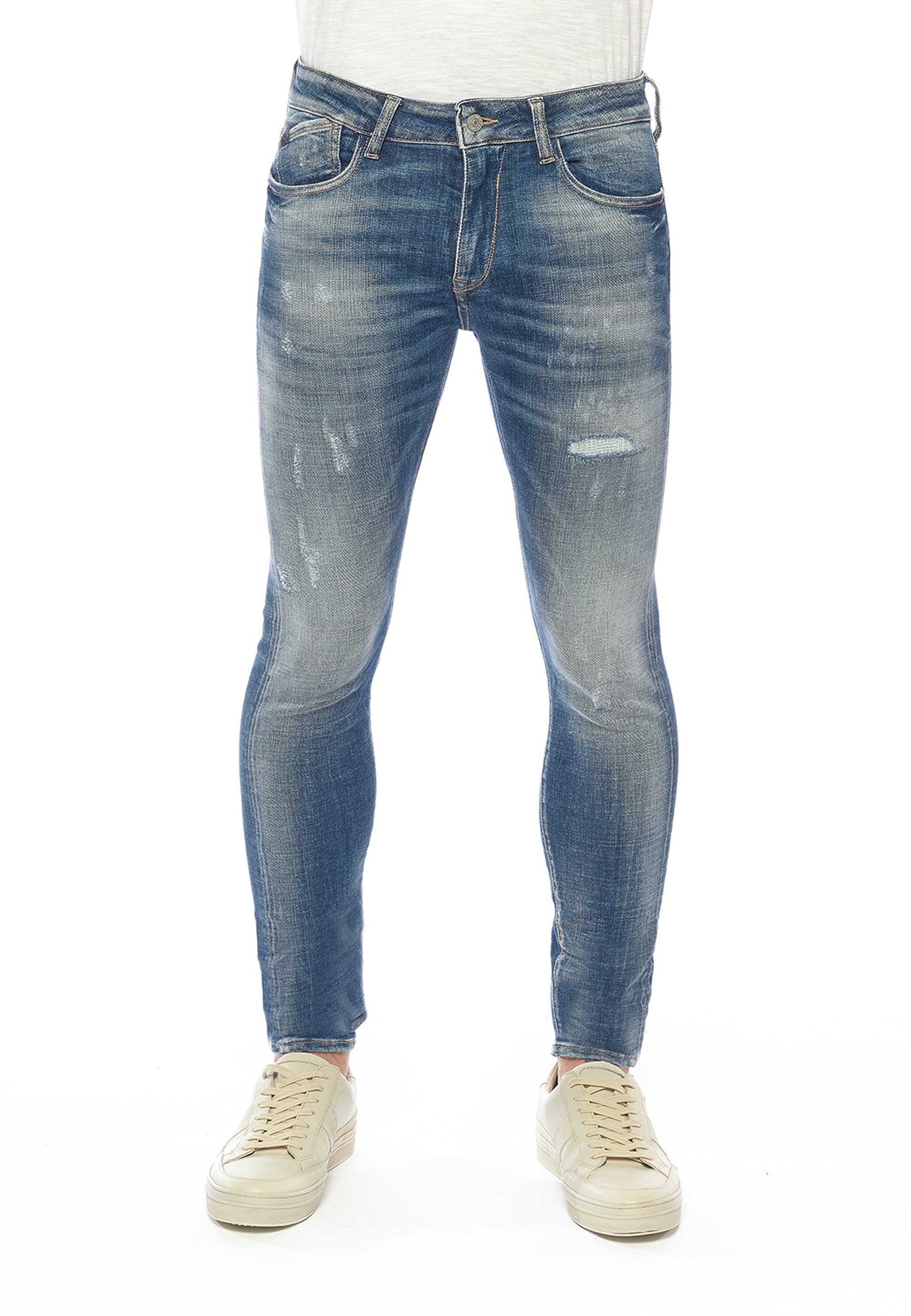 Jeans Skinny Taille Haute Le Temps Des Cerises - Taille W25/L34, Couleur Bleu, Destroyed, Occasion Très Bon état
