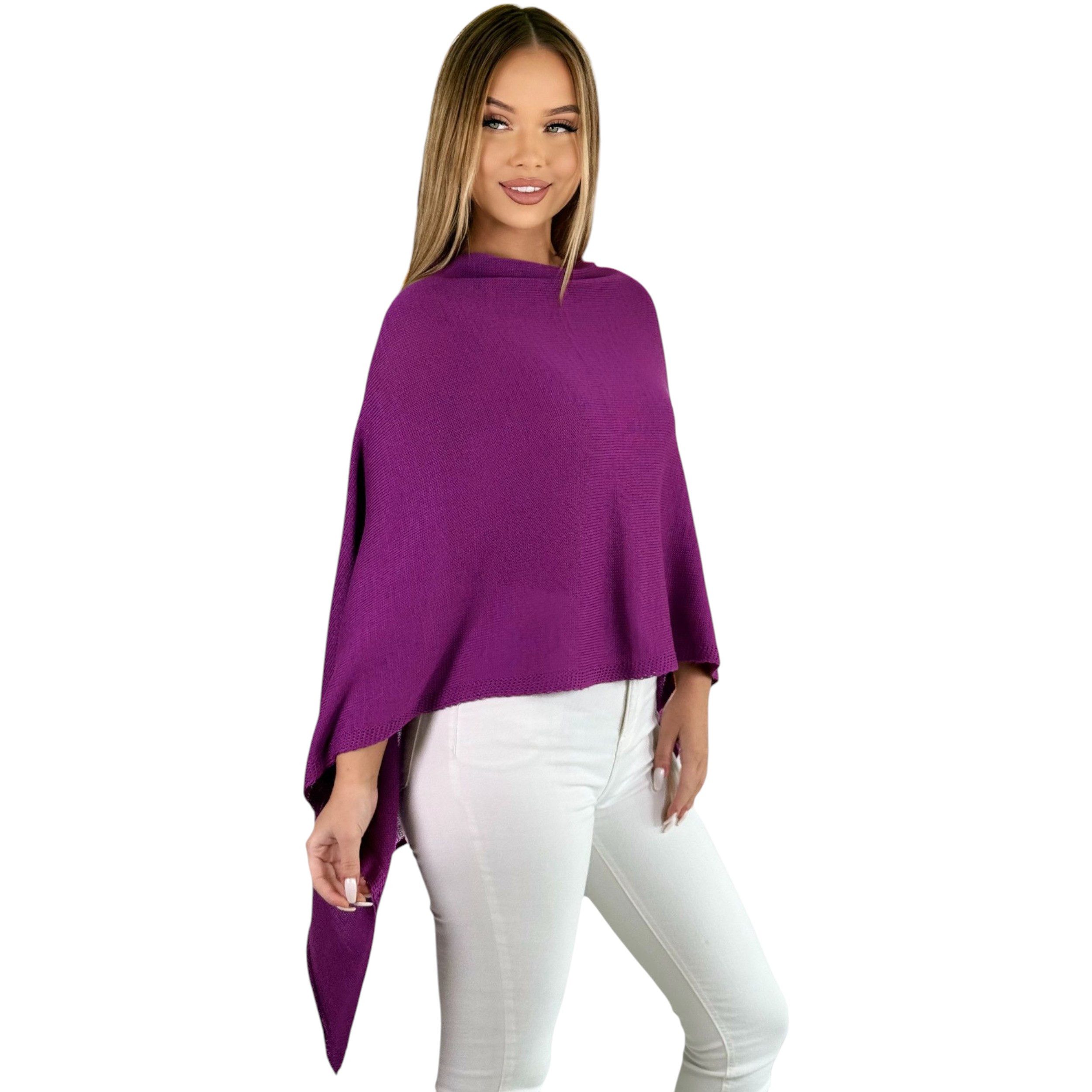 Mississhop Strickponcho Damen Poncho Cape Überwurf Strickponcho feiner Strick 221