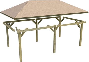 Karibu Pavillon Mailand 1, (Set), BxT: 345x485 cm, inkl. Dachschindeln und Pfostenanker