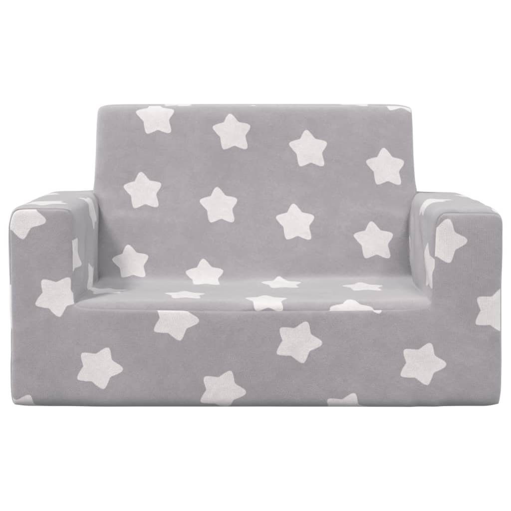 Hellgrau mit Kindersofa 2-Sitzer Weich Plüsch furnicato Sternen