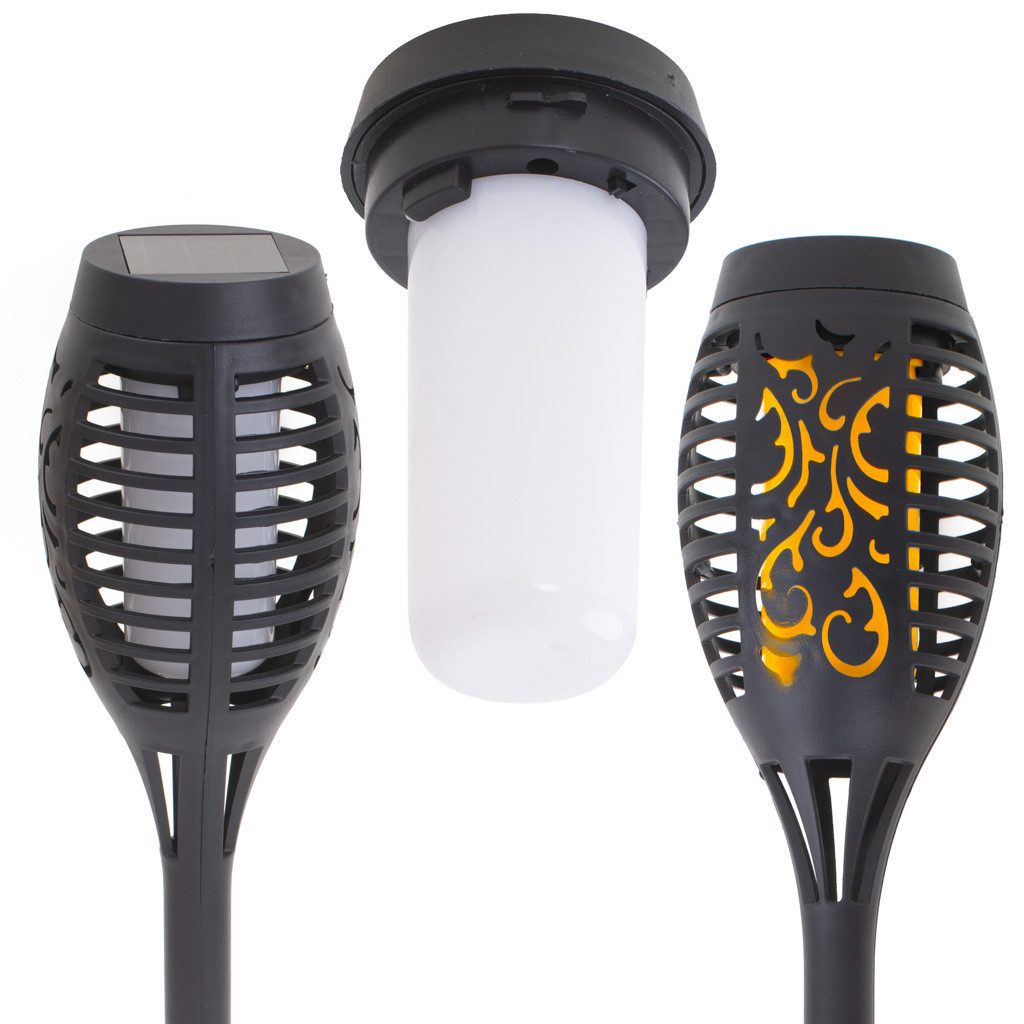 Ikonka LED Solarleuchte Solar Flammenlicht Gartenleuchte LED 4er Set Außen, LED fest integriert, Warmweiß, Solar Gartenfackeln mit Flammeneffekt und automatisch – Bild 3 von 5