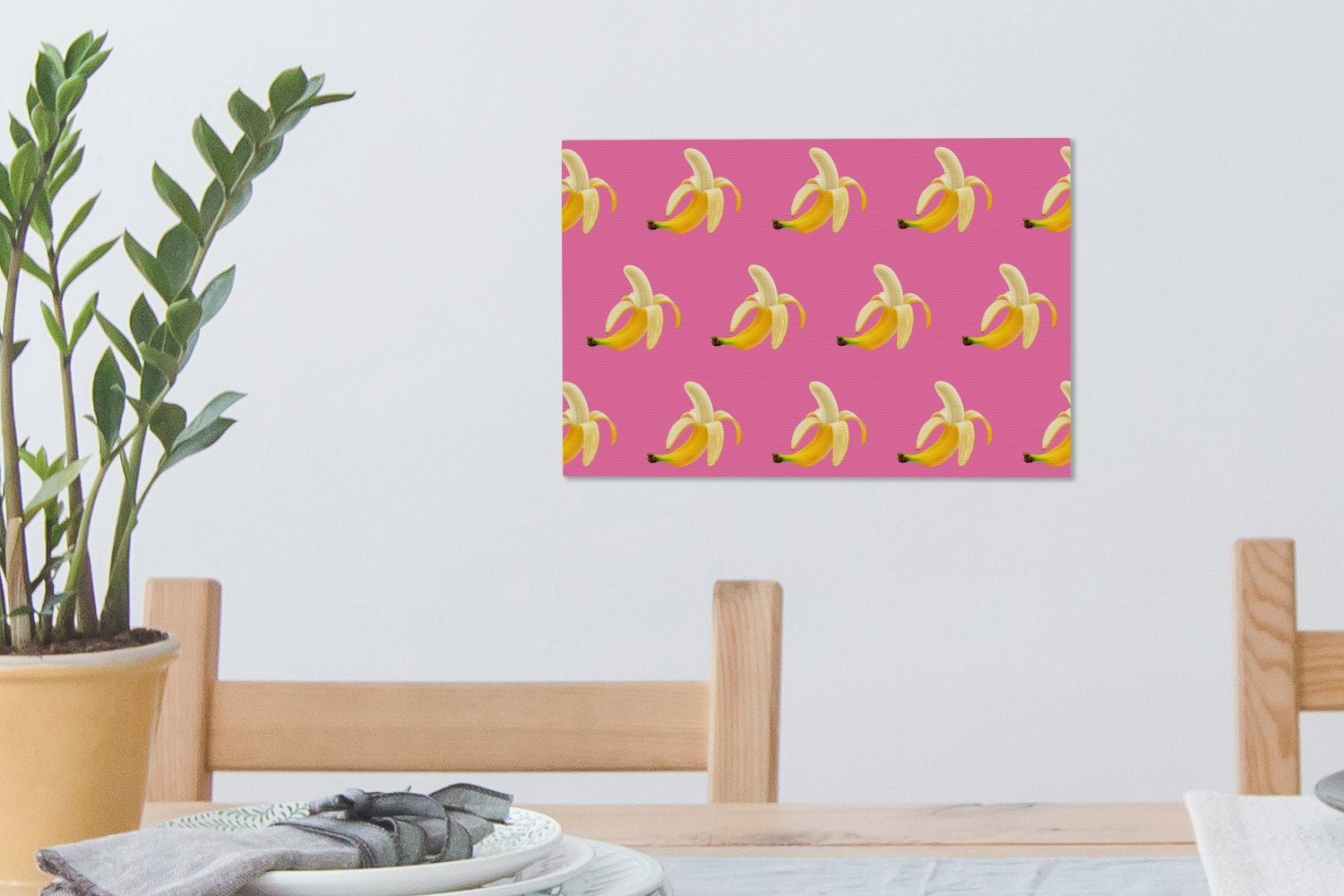 Muster Leinwandbild - Rosa, 30x20 cm Wandbild Banane St), Leinwandbilder, Aufhängefertig, Wanddeko, OneMillionCanvasses® - (1