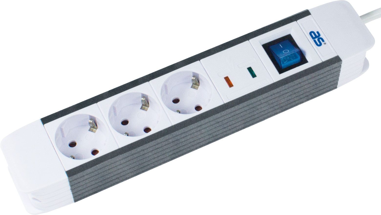 as - Schwabe Steckdosenleiste "FLASH"- Mehrfach, Weiß, IP20 Steckdosenleiste 3-fach (Ein- / Ausschalter, Schalterbeleuchtung, USB-Anschlüsse, Schutzkontaktstecker, Überspannungsschutz, Kabellänge 1,5 m), mit erhöhtem Berührungsschutz und Schalter