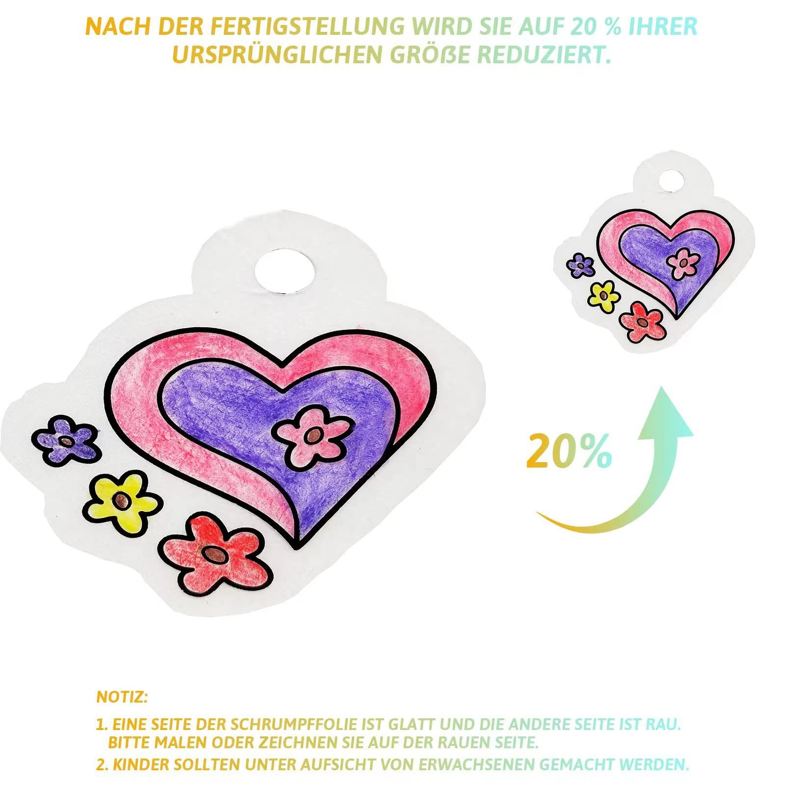 FOUORTUNATE-BEE Multitool Schrumpffolie Set DIY Bastelset für Schlüsselanhänger Schmuck, DIY Schrumpffolie Bastelset für Anhänger Schmuck Schlüsselanhänger