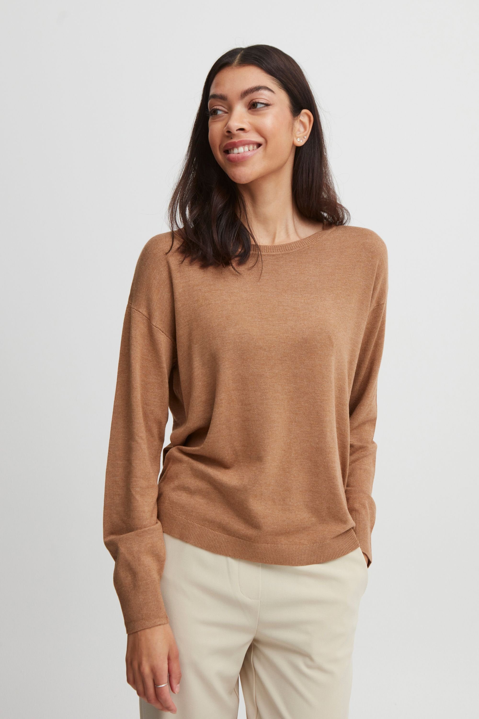 b.young Strickpullover BYMMPIMBA1 ONECK JUMPER - 20811924 Toasted Coconut Melange (1810291)