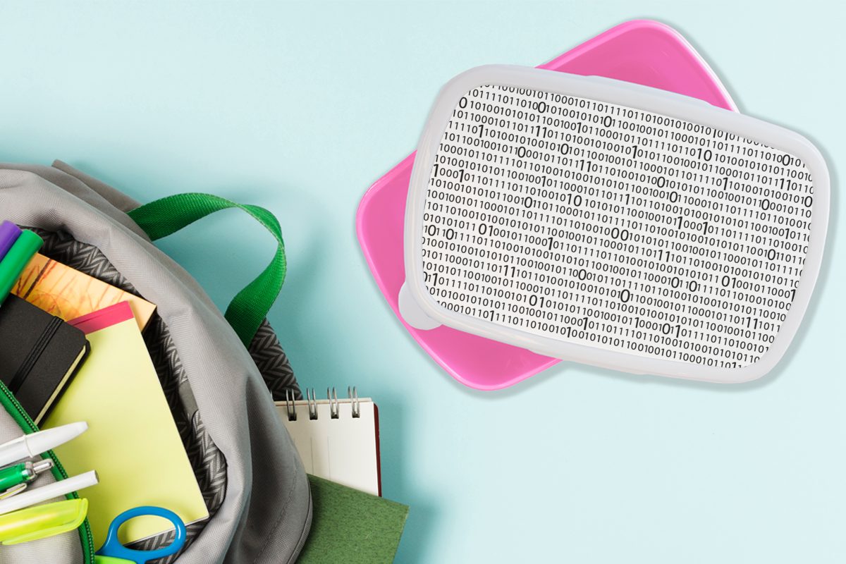 Brotbox Mädchen, Lunchbox MuchoWow Snackbox, (2-tlg), Kunststoff Kinder, Muster, Erwachsene, rosa Brotdose Programmierung Computer Kunststoff, - für -