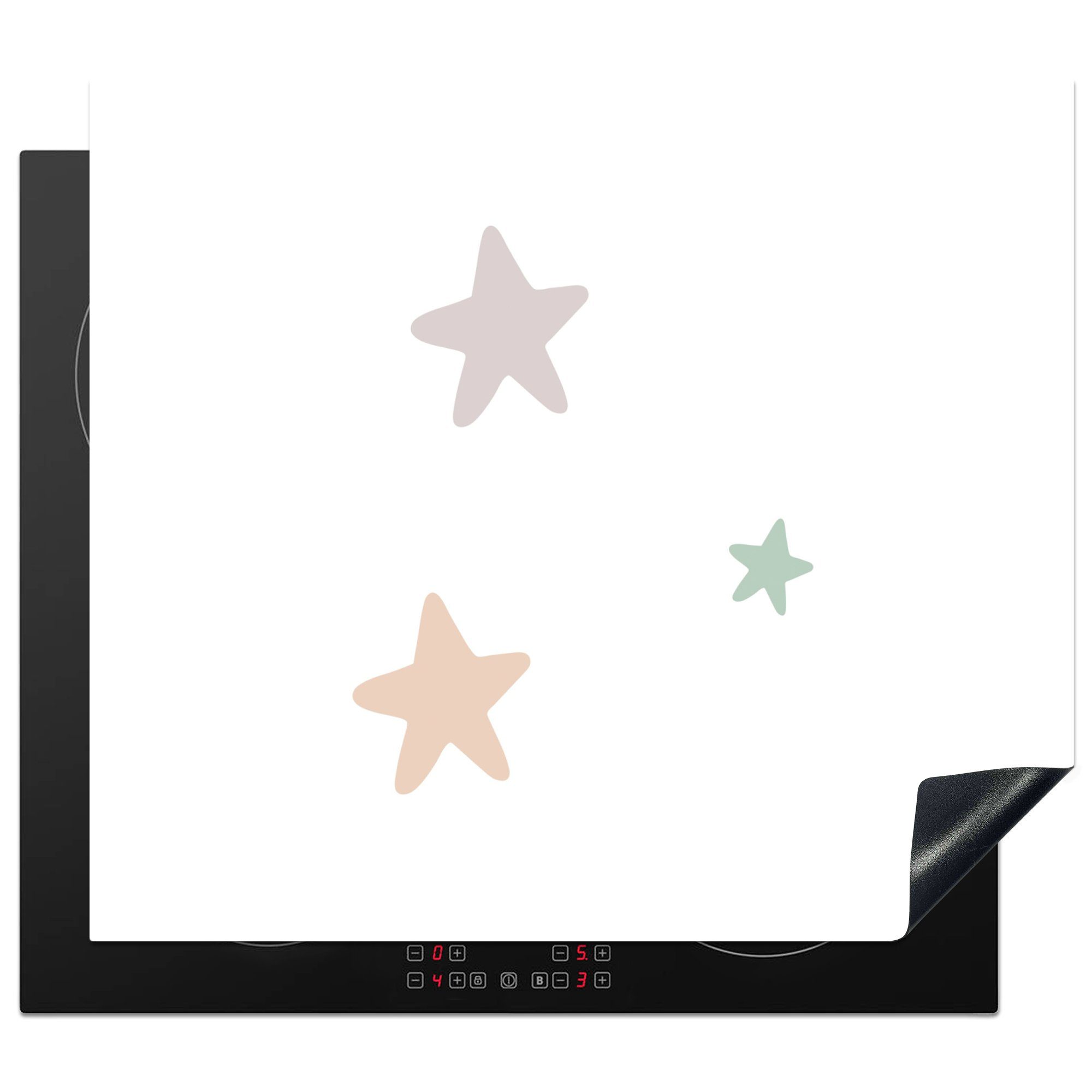 MuchoWow Herdblende-/Abdeckplatte Sterne - Pastell nutzbar, Vinyl, - Ceranfeldabdeckung Kinder, - Mädchen Mobile Arbeitsfläche (1 tlg), 60x52 cm, Jungen 