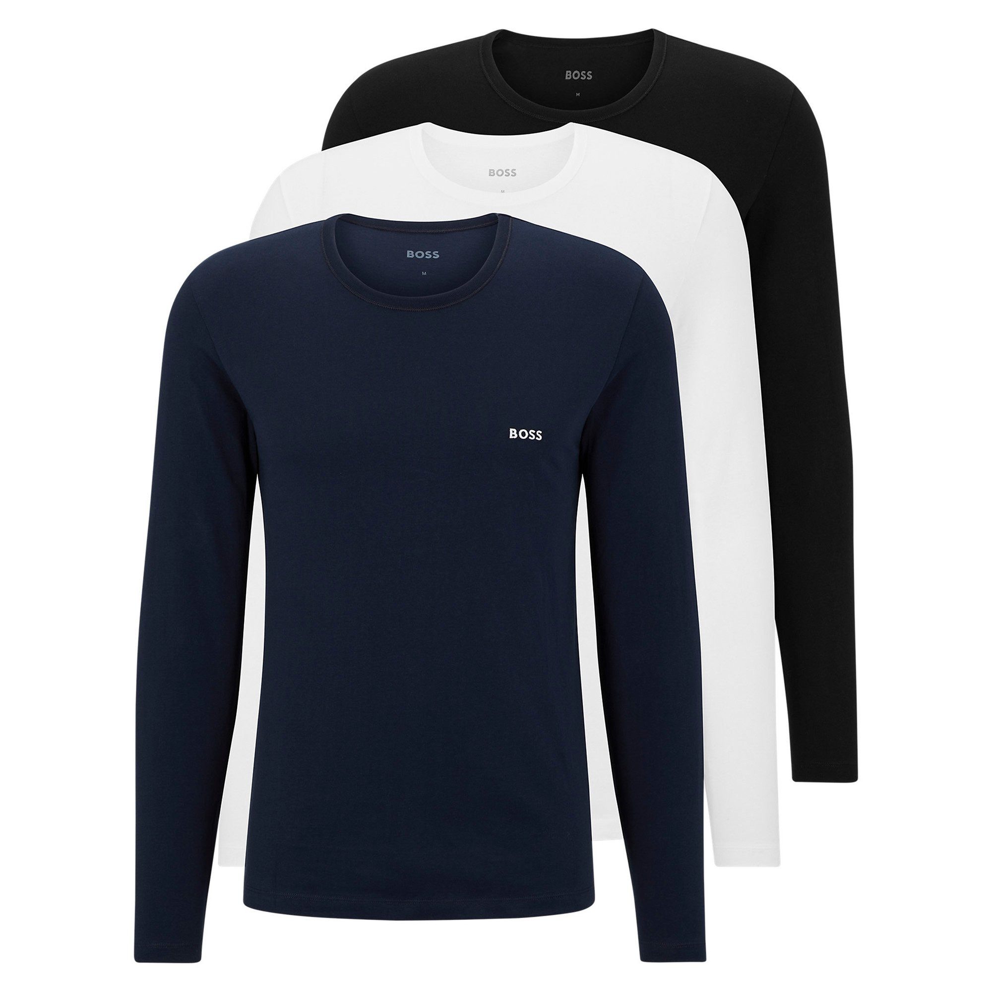 BOSS T-Shirt Herren Longsleeve 3er Pack Baumwolle (Packung, 3er Pack)