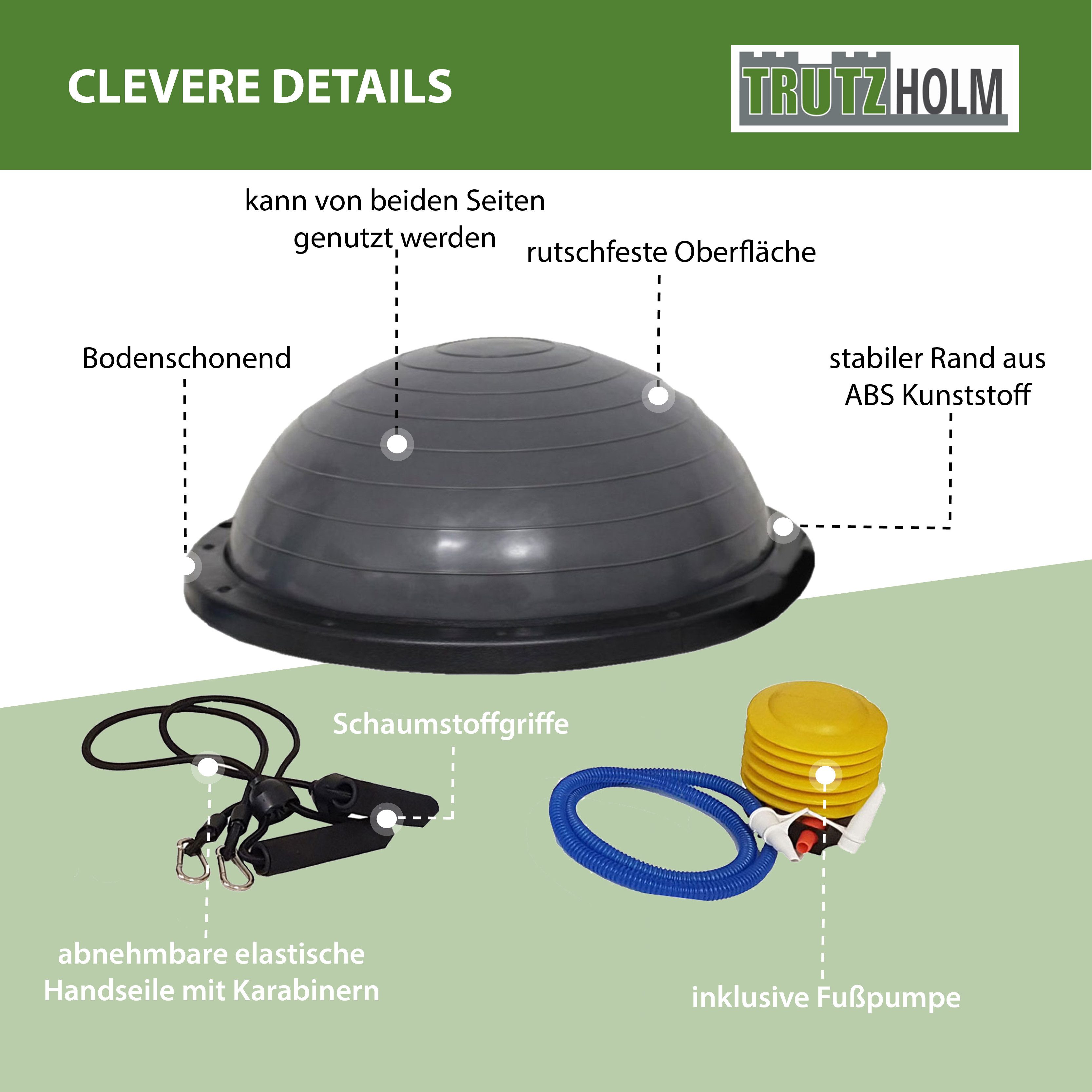 TRUTZHOLM Balanceboard Balancetrainer Yoga Gymnastik Balance Half Ball ø 60cm Balance Board