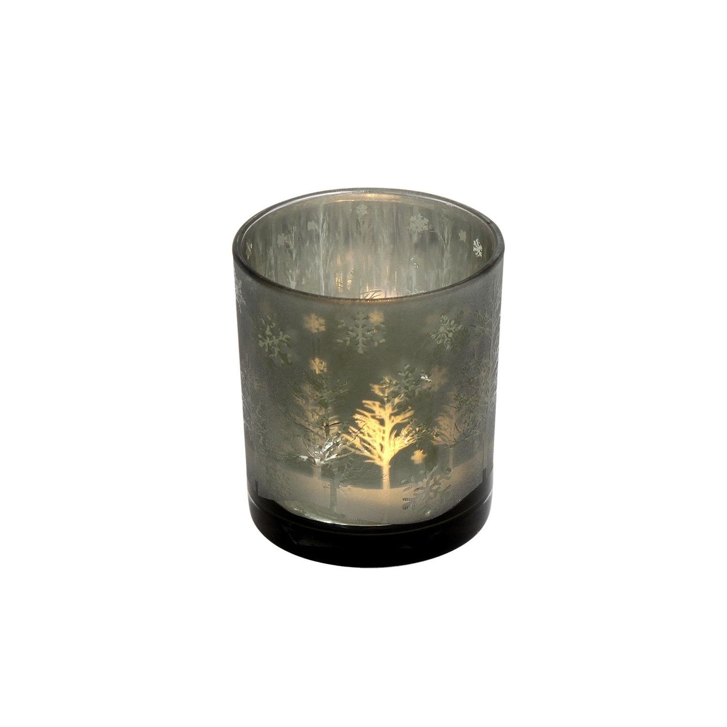Windlicht Windlicht Forest - grün/silber - Glas - 9x10 cm