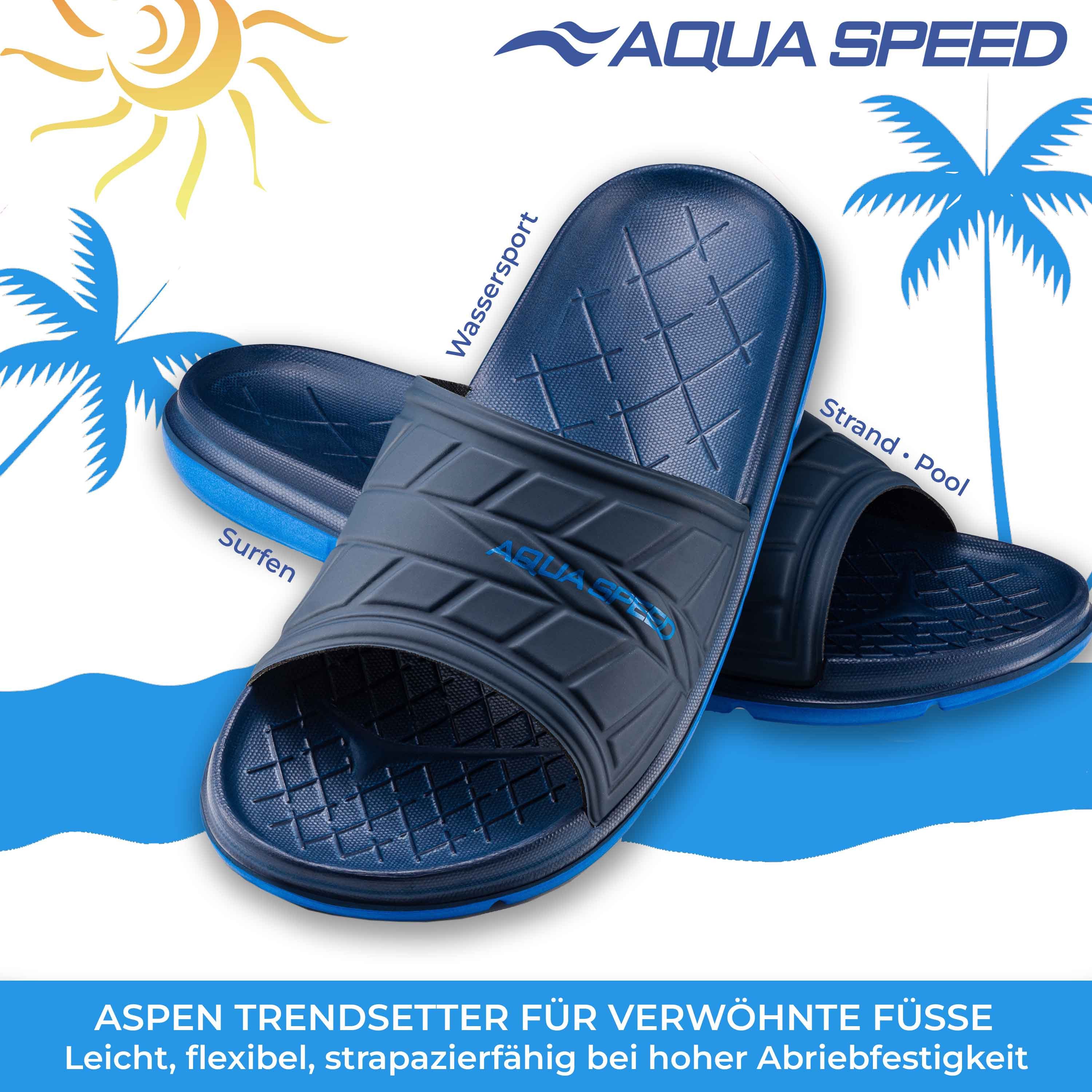 Aqua Speed ASPEN Badelatschen + kl. Fasertuch Duschsandalen Badeschlappen Badepantolette