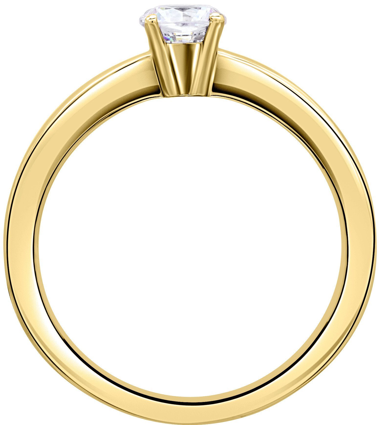 Diamantring aus Ring Diamant 0.1 ct Brillant Gelbgold, Gold 750 Schmuck ONE Damen ELEMENT