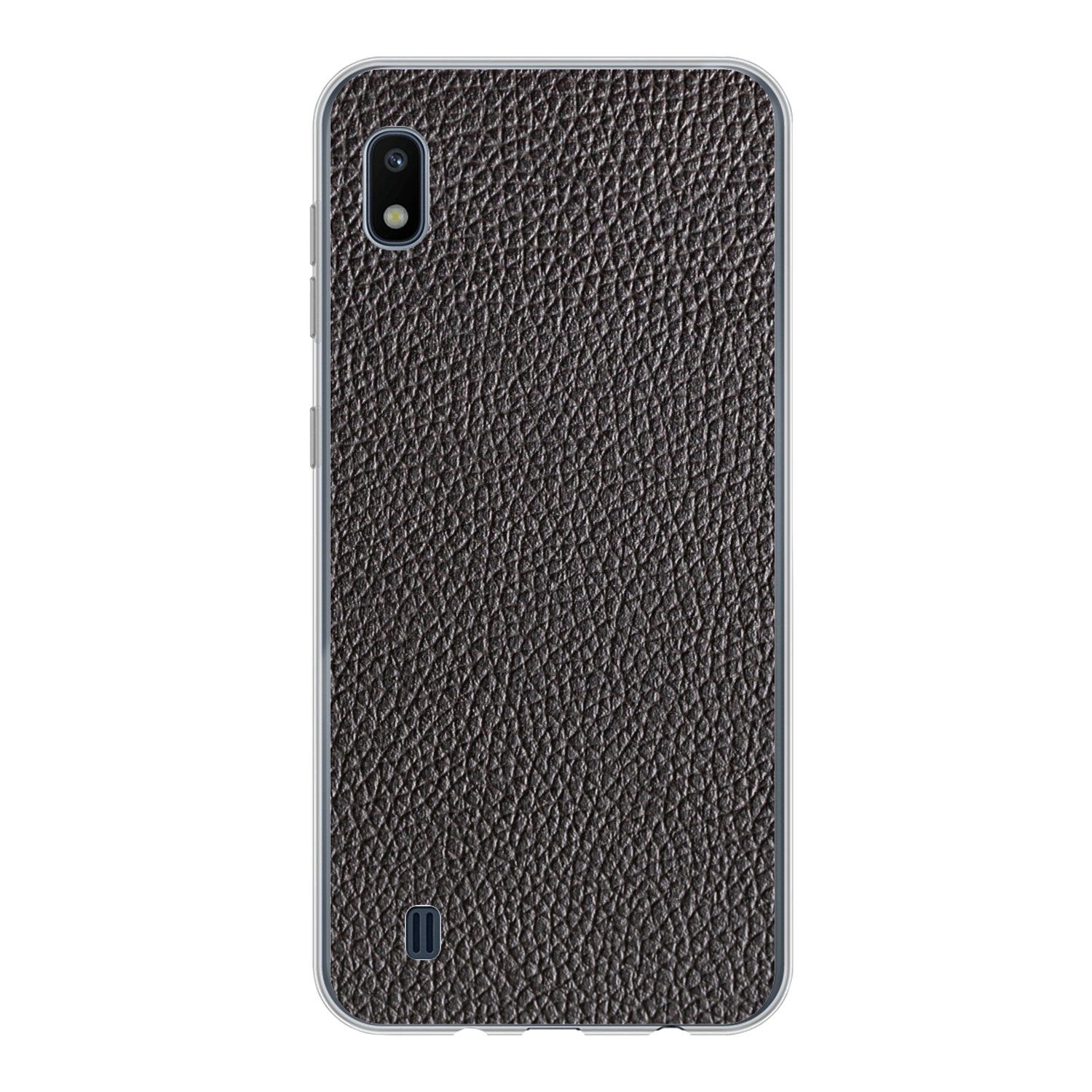 MuchoWow Handyhülle für Samsung Galaxy A10 Leder - Lederoptik - Schwarz - Hell, Smartphone-Bumper, Print, Handy Schutzhülle Dünn