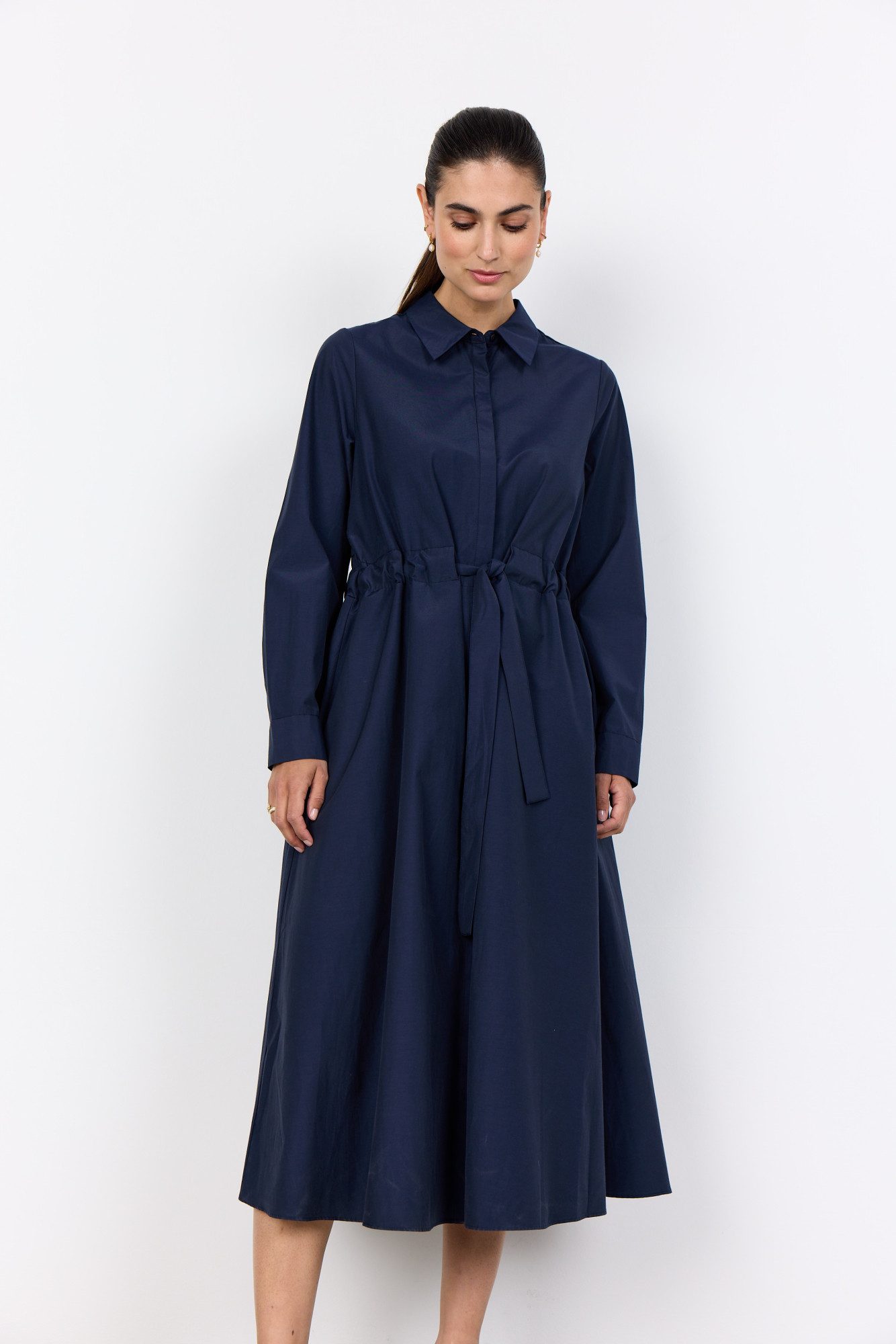 soyaconcept Hemdblusenkleid SC-NETTI 117 - Kleid - Maxikleid marine - Langarmkleid Damen