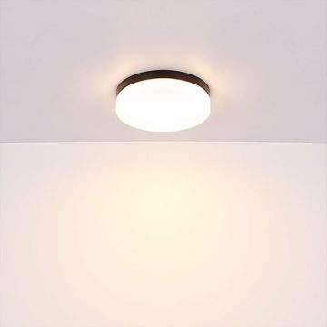 Globo Außen-Deckenleuchte, Leuchtmittel nicht inklusive, Außen Deckenleuchte Gartenlampe 2 Flammig Alu schwarz D 24 cm