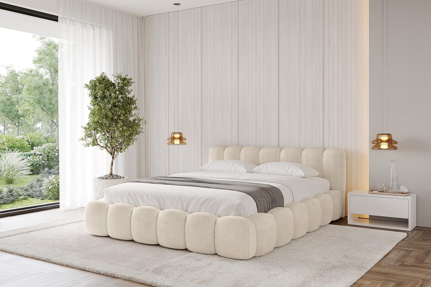 ALTDECOR Polsterbett SENA-v1 (Polsterbett mit Bettkasten und Lattenrost, Boxbett mit Matratze), Doppelbett mit Stauraum, Bett mit Kopfteil