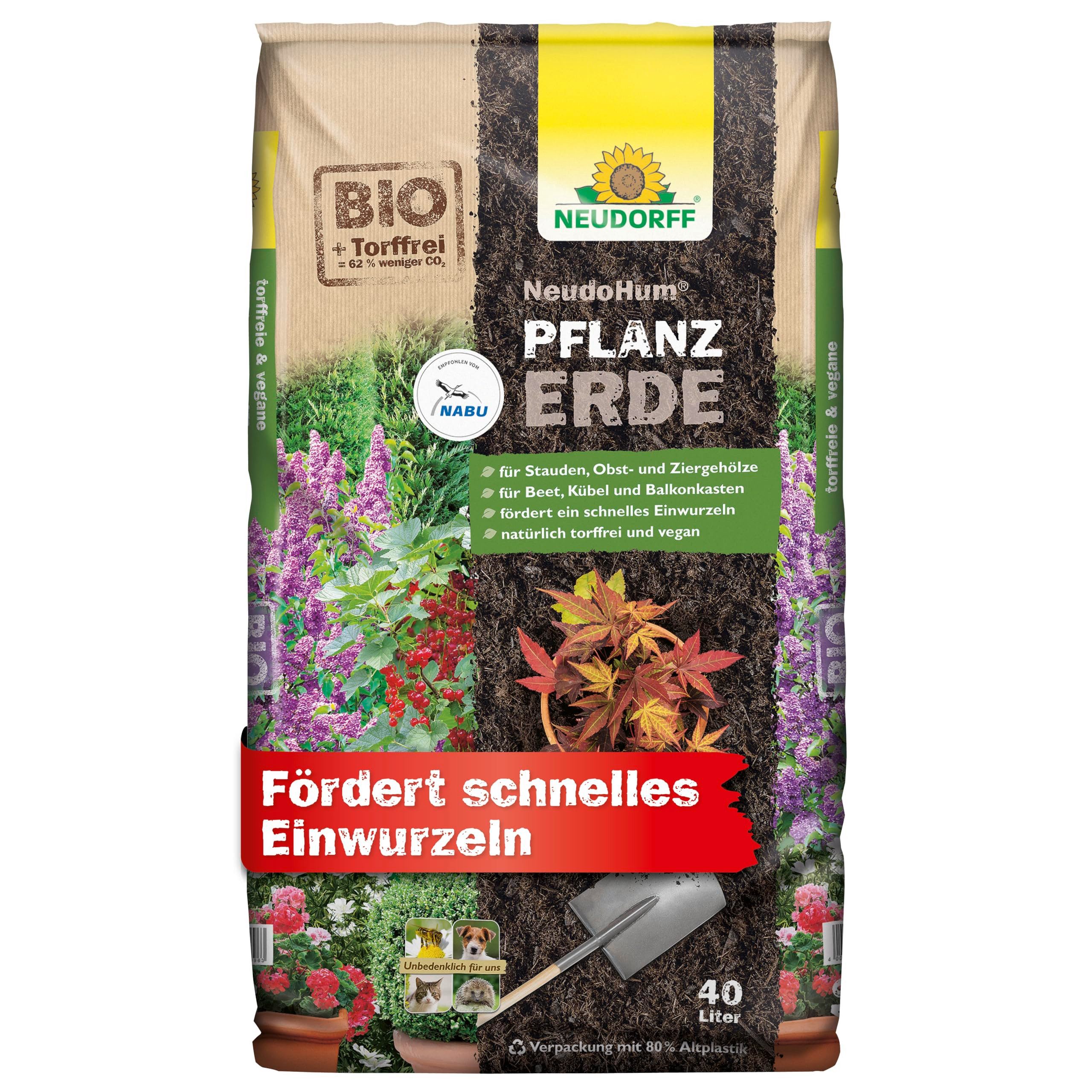 Neudorff Pflanzerde NeudoHum PflanzErde 40 Liter, (Torffreie Bio Gartenerde günstig online kaufen