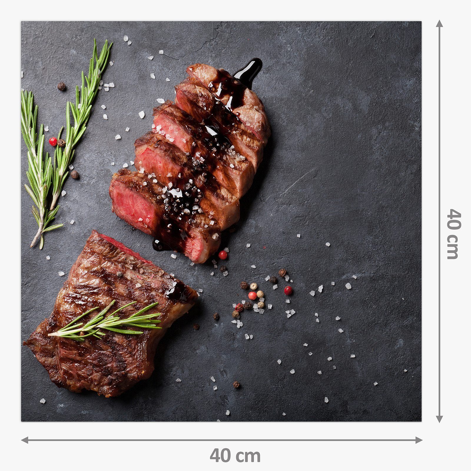 Glas Steak Küchenrückwand Pfeffer Spritzschutz Motiv Primedeco und mit Salz mit Küchenrückwand