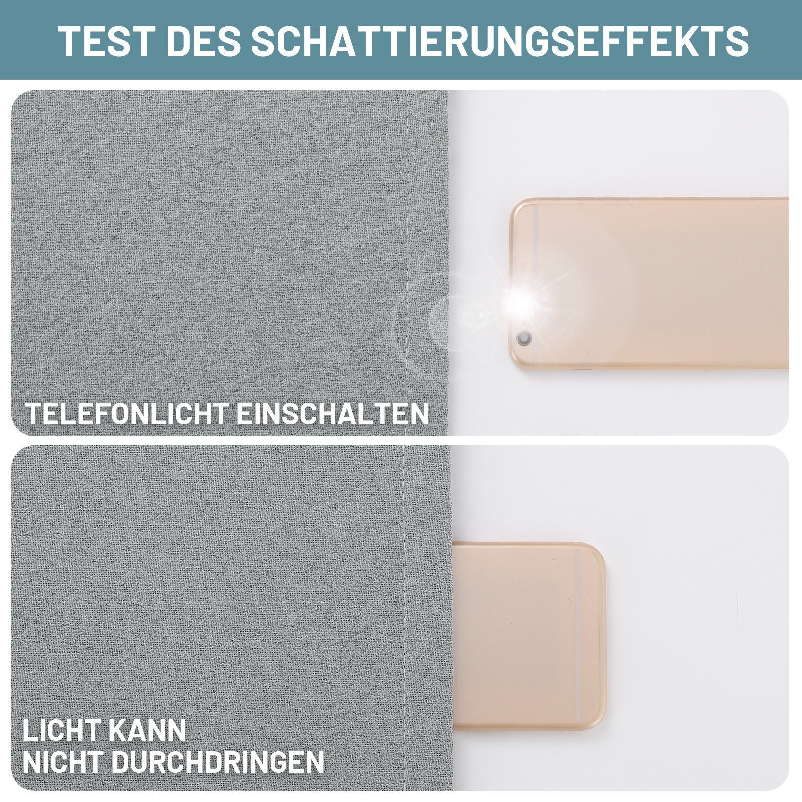 Thermovorhang Grau Gardine Kälteschutz, Leinen Sunicol, 100% für Schlafzimmer Wohnzimme, Vorhang, Verdunklungsvorhänge, Ösen, mit Blickdicht, 2er,