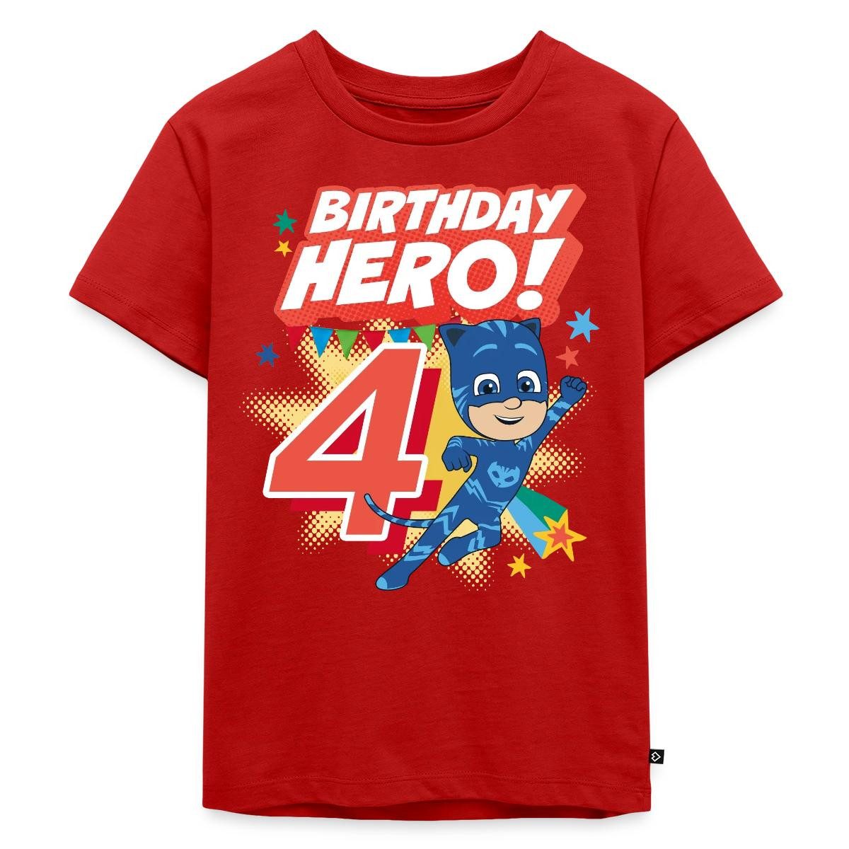 Spreadshirt T-Shirt PJ Masks Catboy Birthday Hero 4. Geburtstag Kinder Premium T-Shirt (1-tlg)