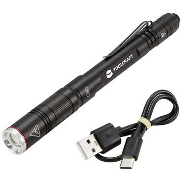 TOOLCRAFT LED Taschenlampe LED-Akku-Penlight, mit Gürtelclip, verstellbar, mit Stroboskopmodus