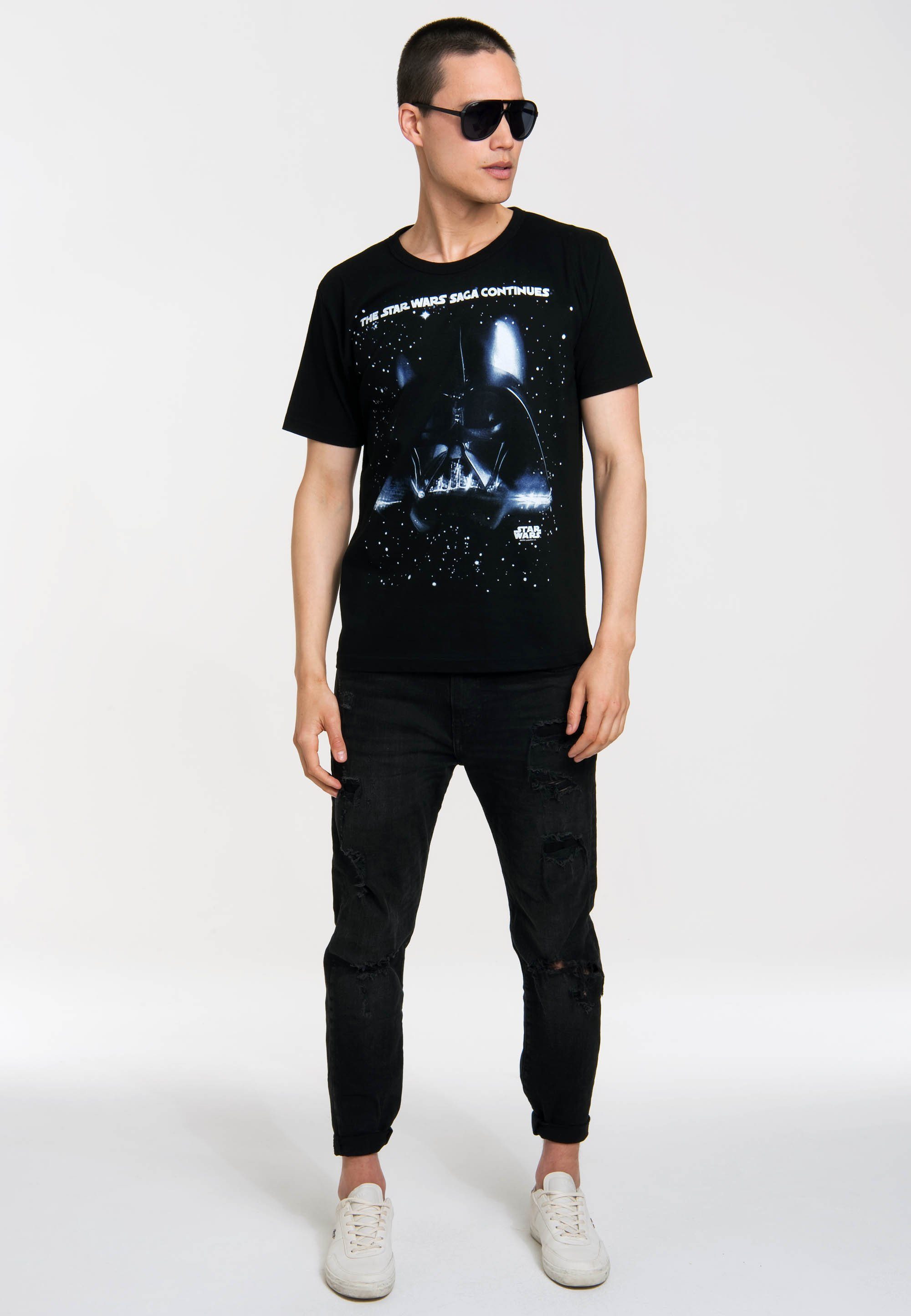 Wars-Print LOGOSHIRT T-Shirt Wars Darth Star Vader mit - Saga Star -