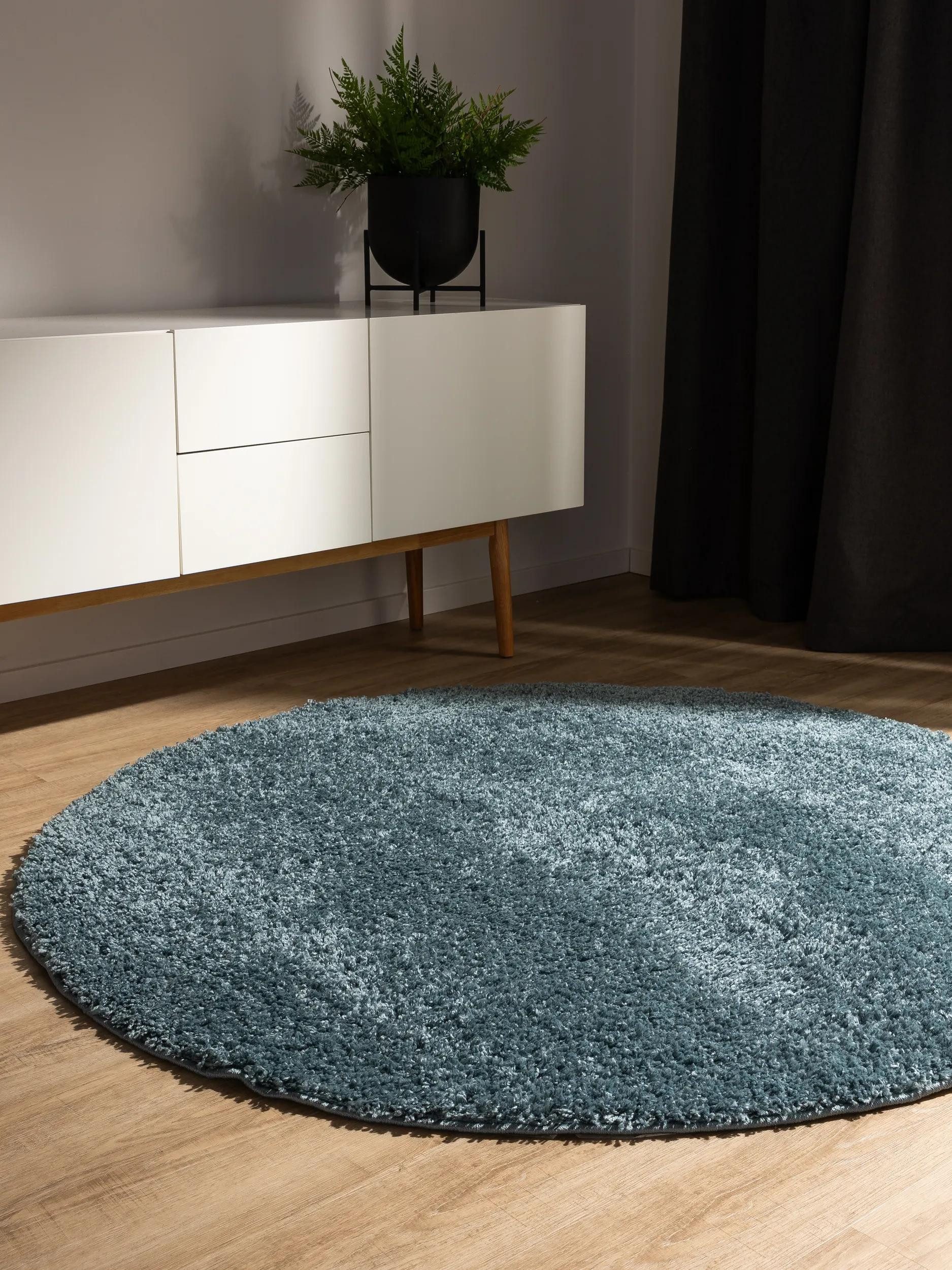 benuta Hochflor-Teppich Soho, rund, Höhe: 31 mm, Teppich Wohnzimmer, Schlafzimmer, Esszimmer, Rutschfest, Waschbar