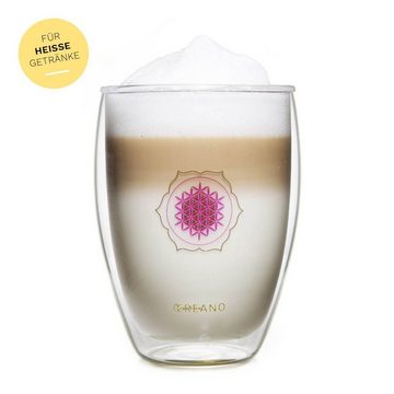 Creano Teeglas Creano doppelwandiges Tee-Glas, Latte Macchiato, Thermobecher Blume, Borosilikatglas, 1-teilig