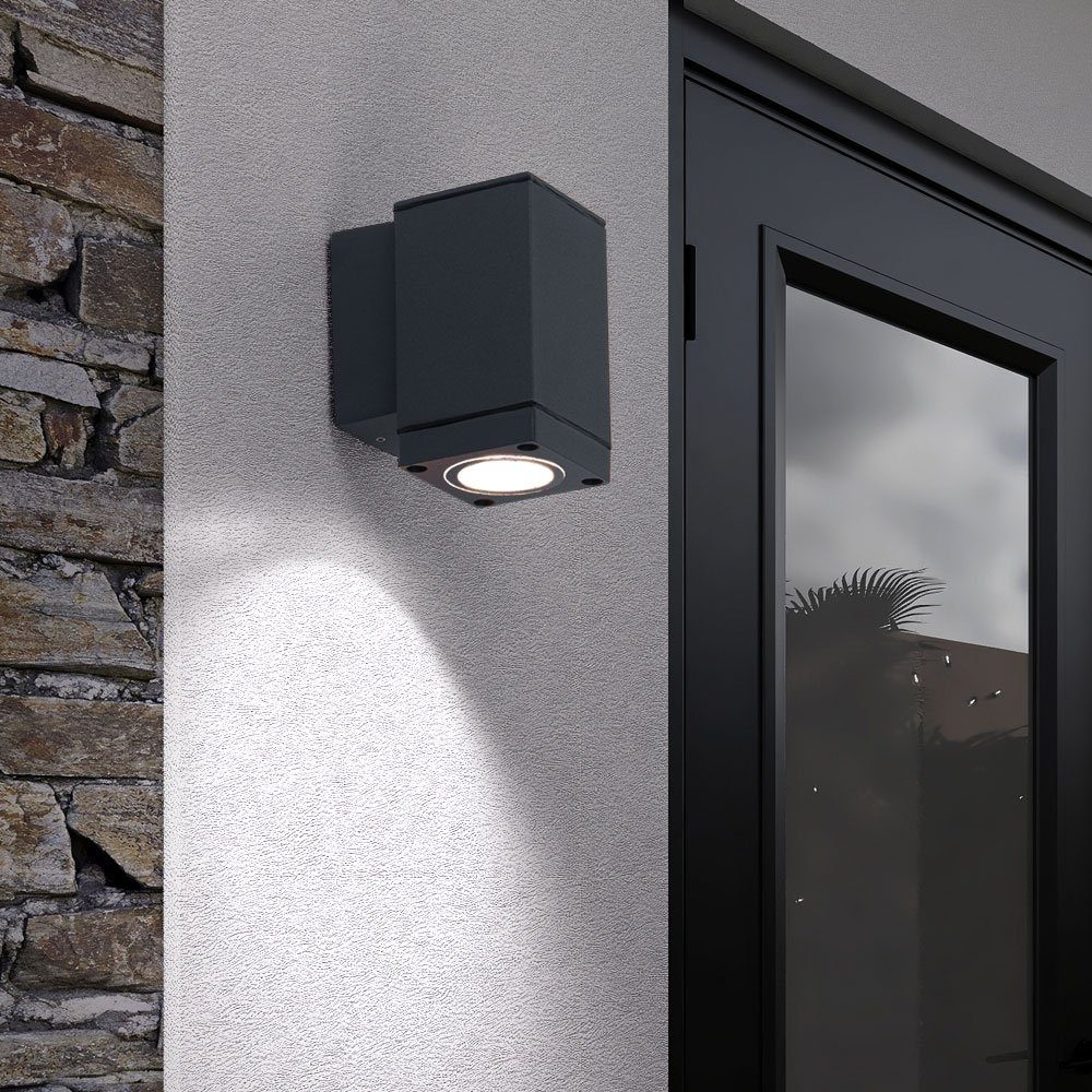 V-TAC Außen-Wandleuchte, Leuchtmittel nicht inklusive, Design Wand Lampe DOWN Strahler Aluminium Außen Terrassen Balkon Glas