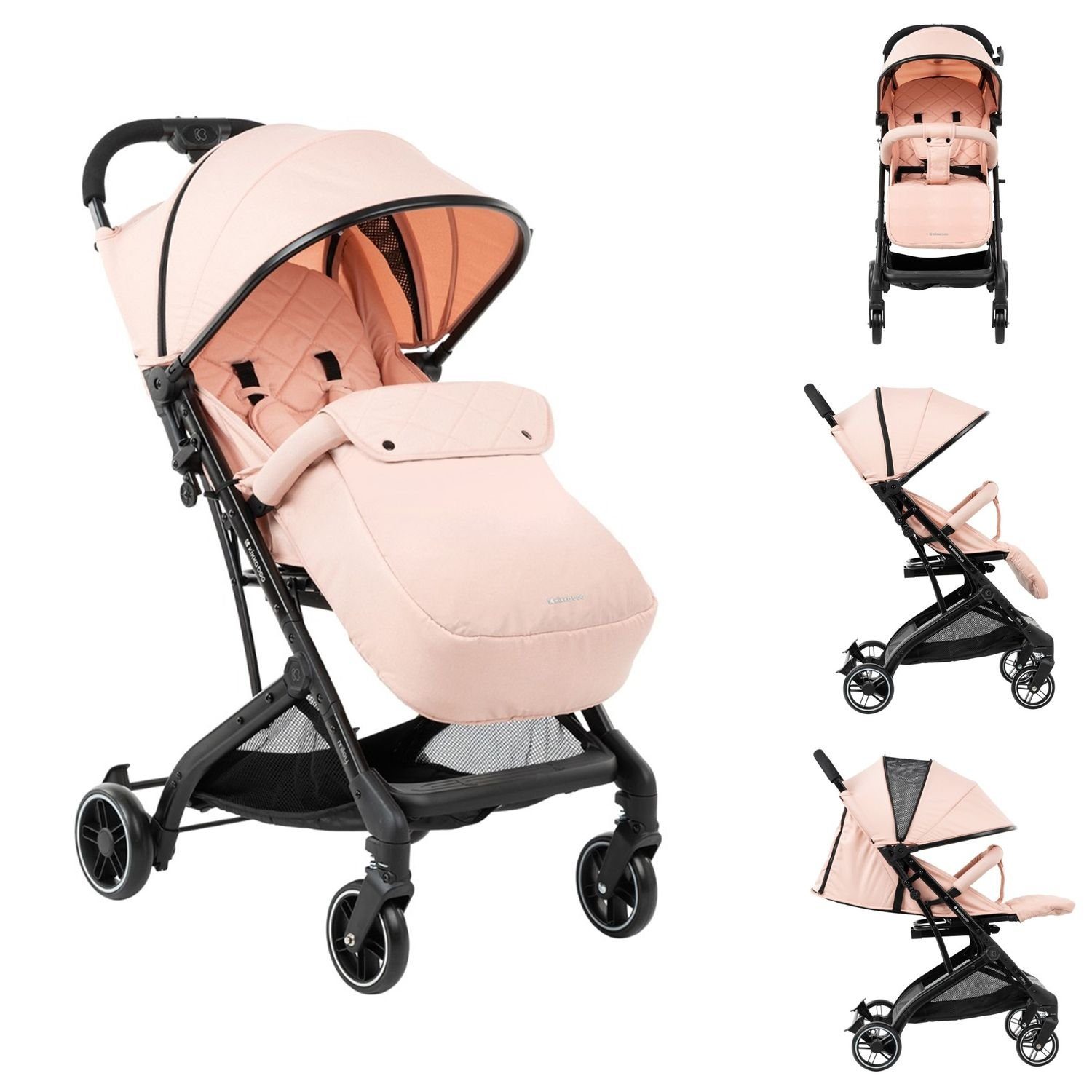 Kikkaboo Kinder-Buggy Kinderwagen Fußsack, verstellbar, klappbar, Miley mit pink Fußstütze Korb