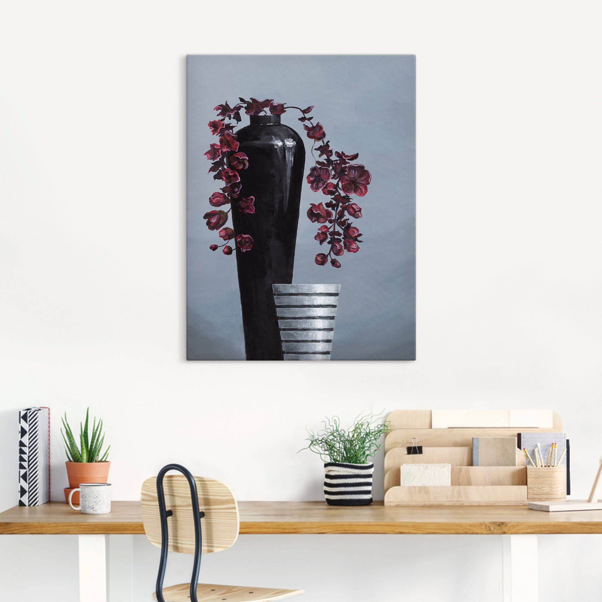 & als St), Artland Vasen Wandaufkleber Vasen, oder (1 Größen Töpfe Metallische Alubild, Leinwandbild, in Wandbild versch. Poster