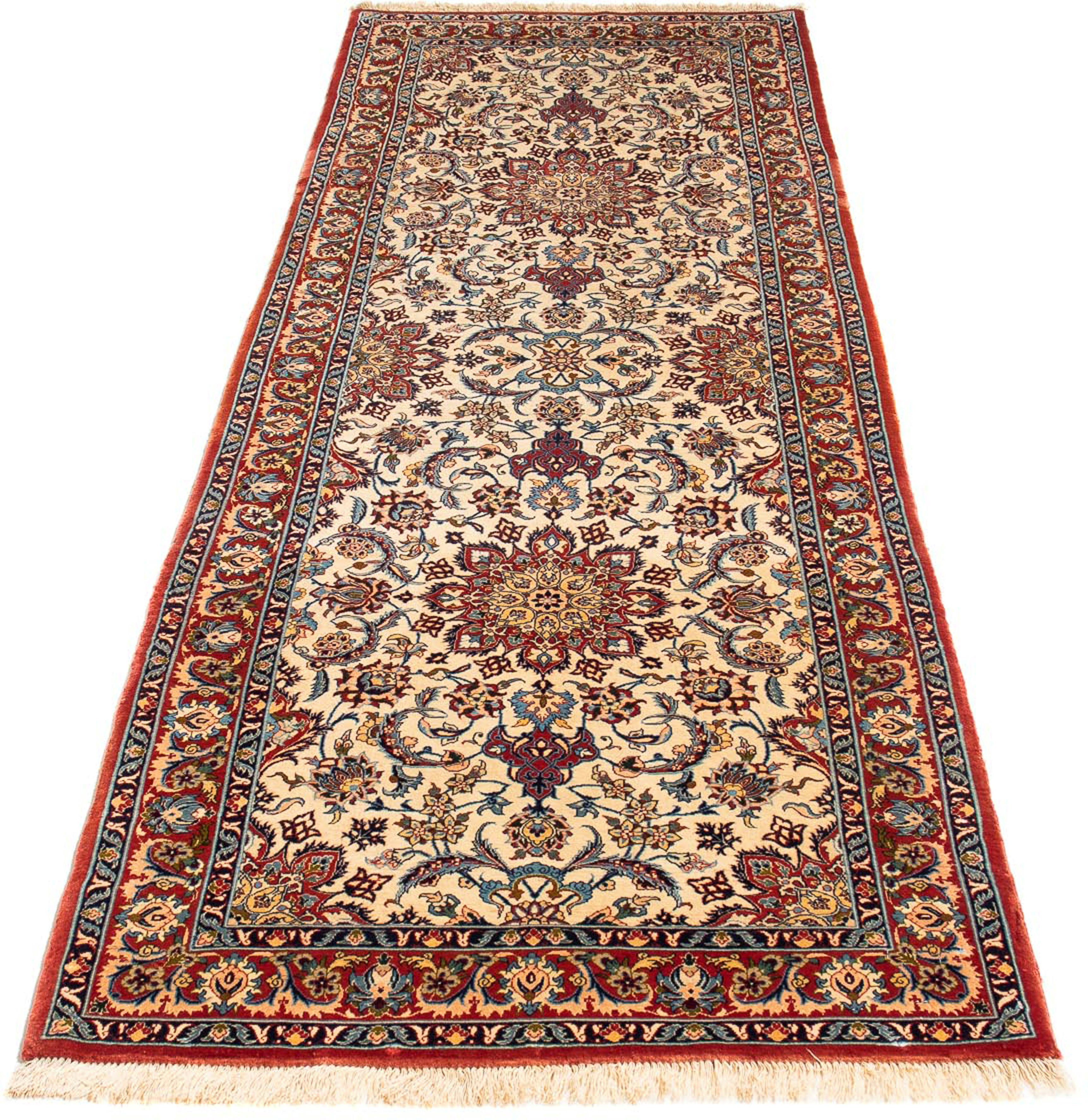 Orientteppich Perser - Isfahan - Premium - 240 x 81 cm - beige, morgenland, rechteckig, Höhe: 6 mm, Wohnzimmer, Handgeknüpft, Einzelstück mit Zertifikat