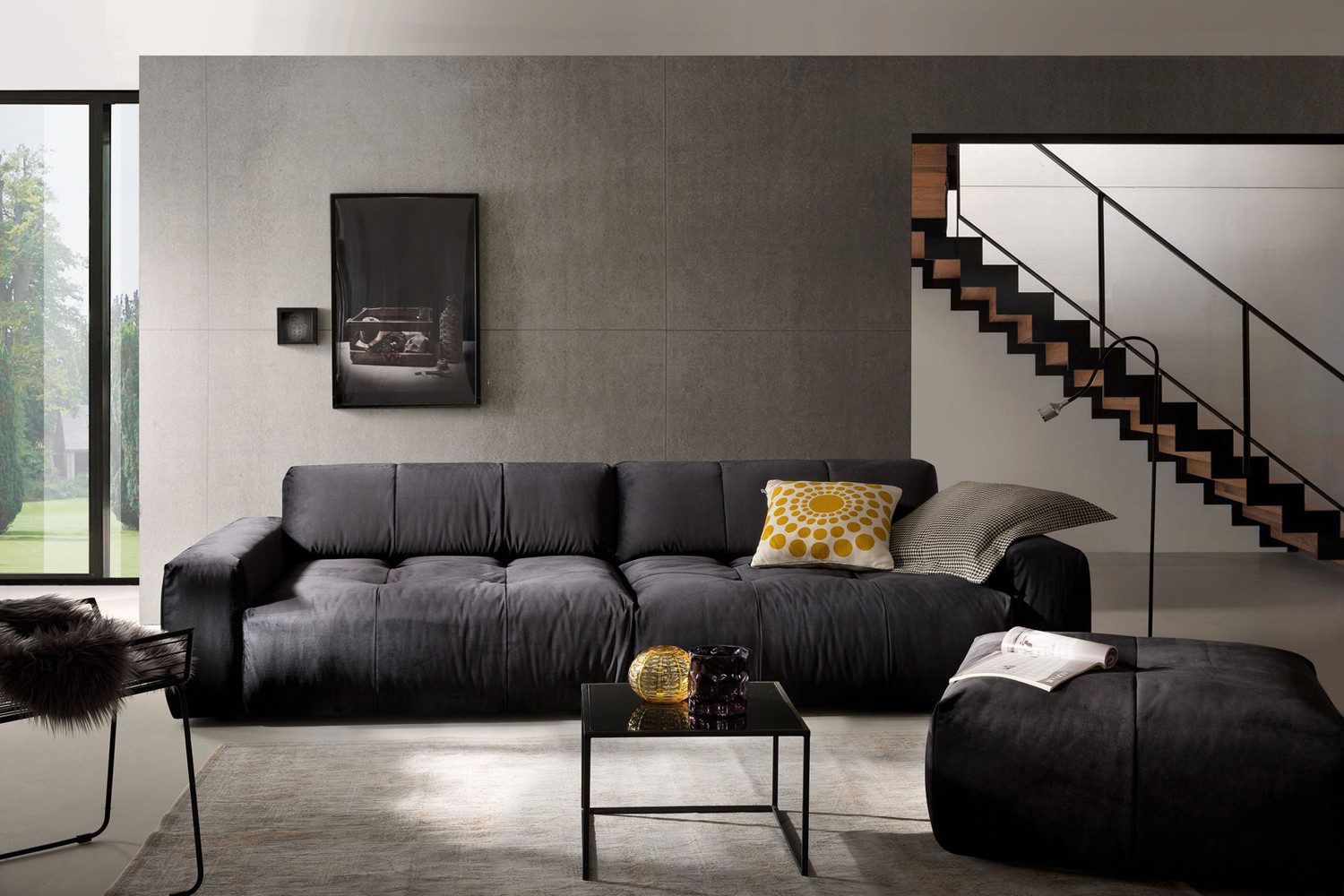 KAWOLA 3-Sitzer PALACE, Big Sofa Couch mit Sitztiefenverstellung Velvet 298x120 cm