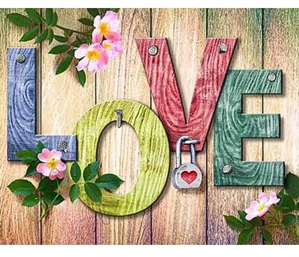 Rötting Design Malen nach Zahlen Diamond Painting Set 5D DIY Motiv Love Wandbild (Komplett-Set), Diamond Painting Vollbild, Lieferung enthält alle Utensilien