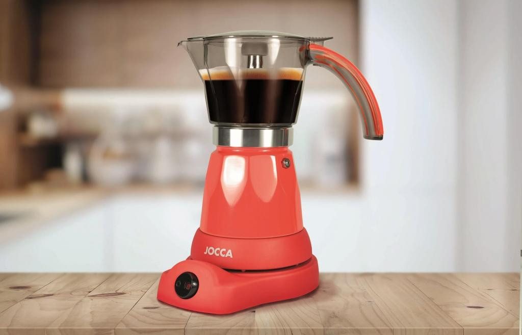 Jocca Espressomaschine Kaffeemaschine mit 0,25 L Kaffeekanne Rot für 6 Tassen und Warmhaltefunktion, 480W, Edelstahl, Warmhaltefunktion, transparente Kaffeekanne