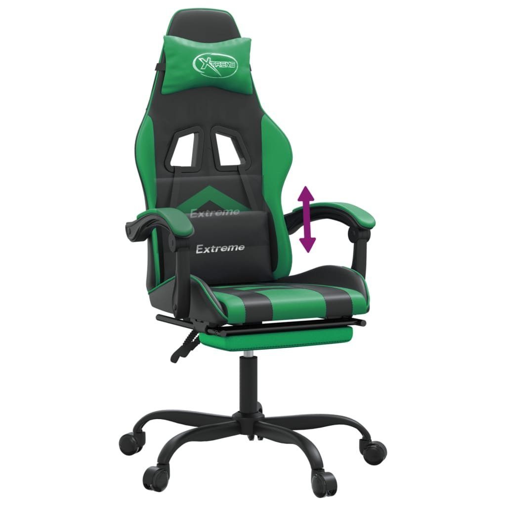 furnicato Gaming-Stuhl mit Fußstütze Schwarz Grün St) Kunstleder (1 und