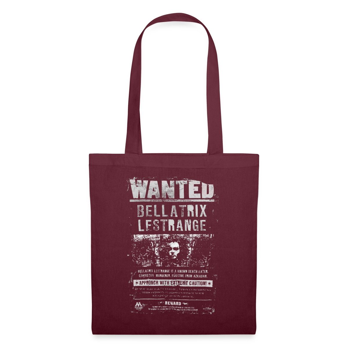 Spreadshirt Henkeltasche Harry Potter Bellatrix Lestrange Wanted Stoffbeutel (1-tlg)