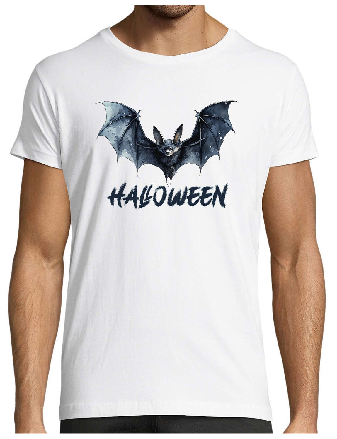 MyDesign24 T-Shirt Herren Halloween Shirt - Fledermaus Brustprint Baumwollshirt „Gothic Fledermaus“ Brustprint Regular Fit i374