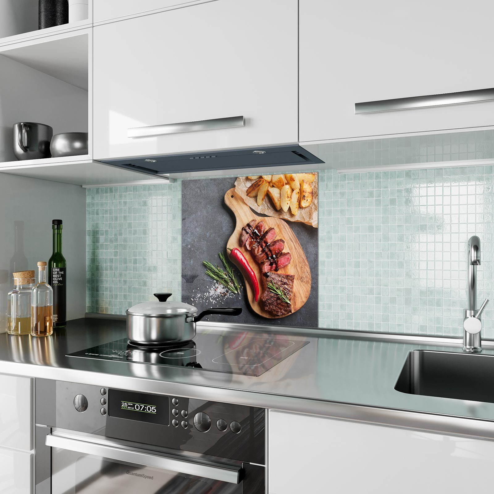 Küchenrückwand Rindfleisch Motiv Küchenrückwand mit Glas Spritzschutz Primedeco Geschnittenes