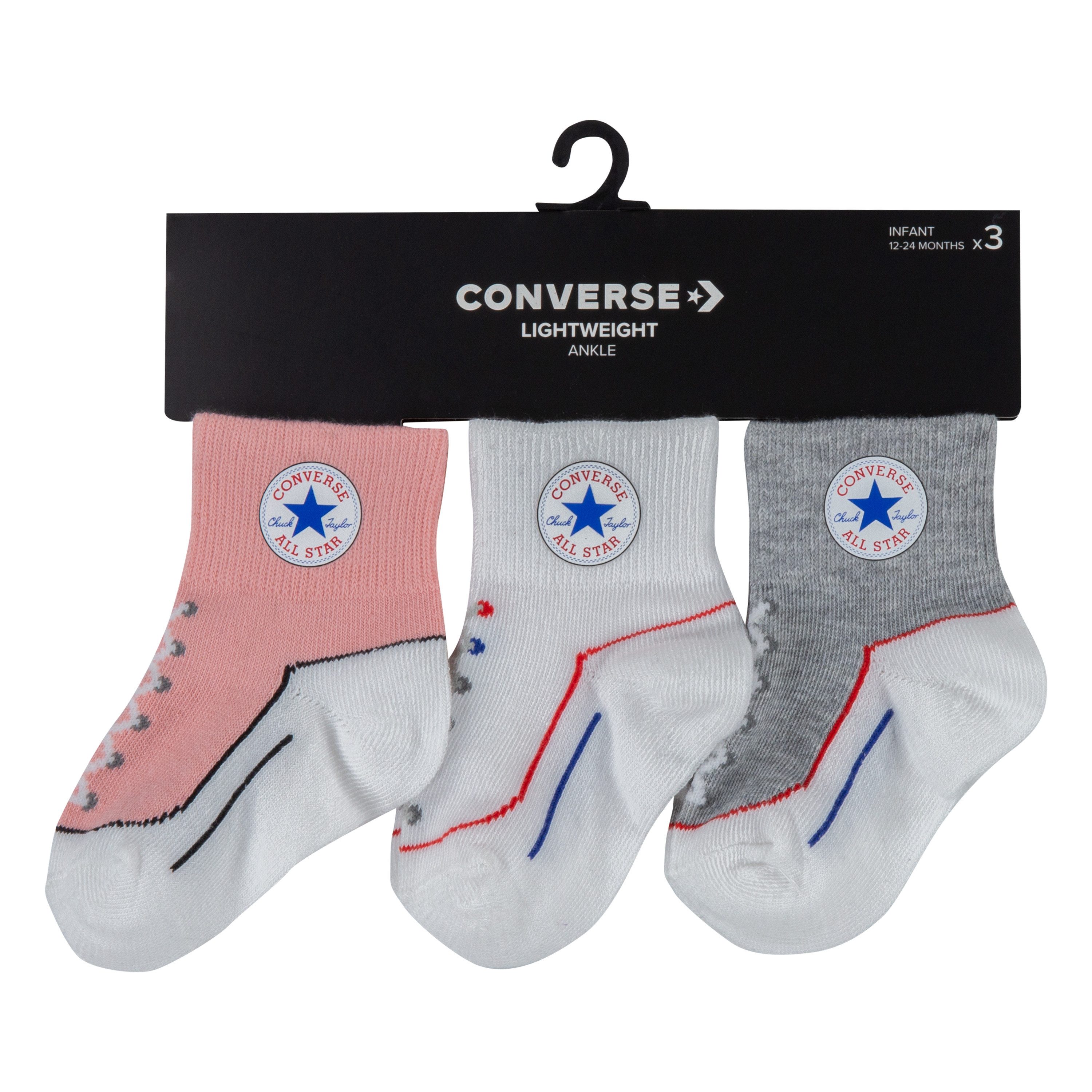 Converse Tennissocken CHN INFANT STRIATED QTR 3PK (3-Paar) Babys, im 3er-Pack, gerippte Bündchen, elastisches Material – Bild 3 von 5
