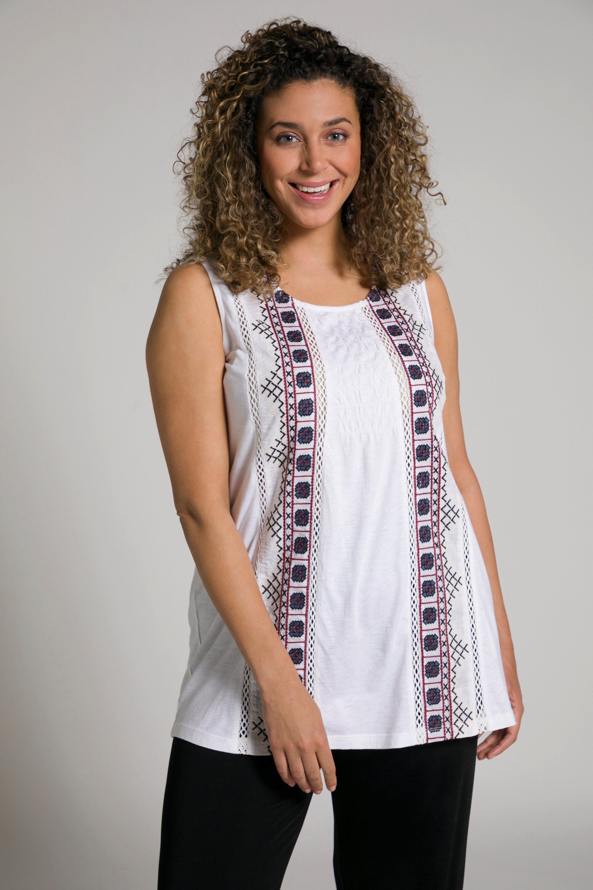 Ulla Popken Longtop Top Stickerei gesmokte günstig online kaufen