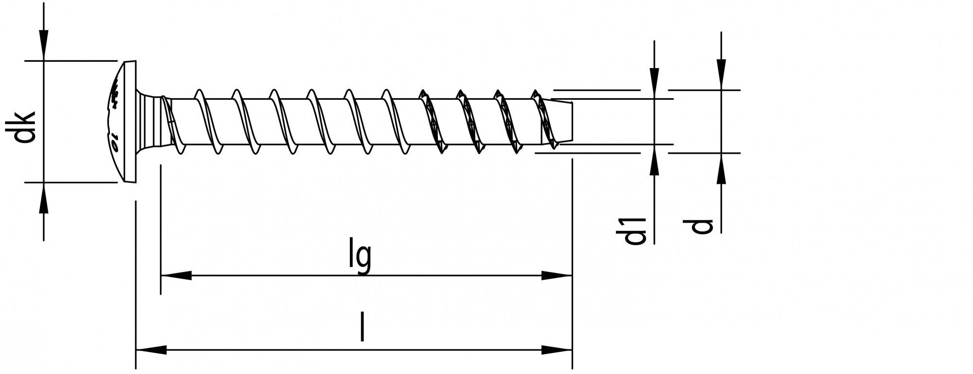 100 HECO Betonschraube verzinkt MULTI-MONTI-plus, (7,5x50 Schrauben Stahl St., Flacher mm, weiß Rundkopf),