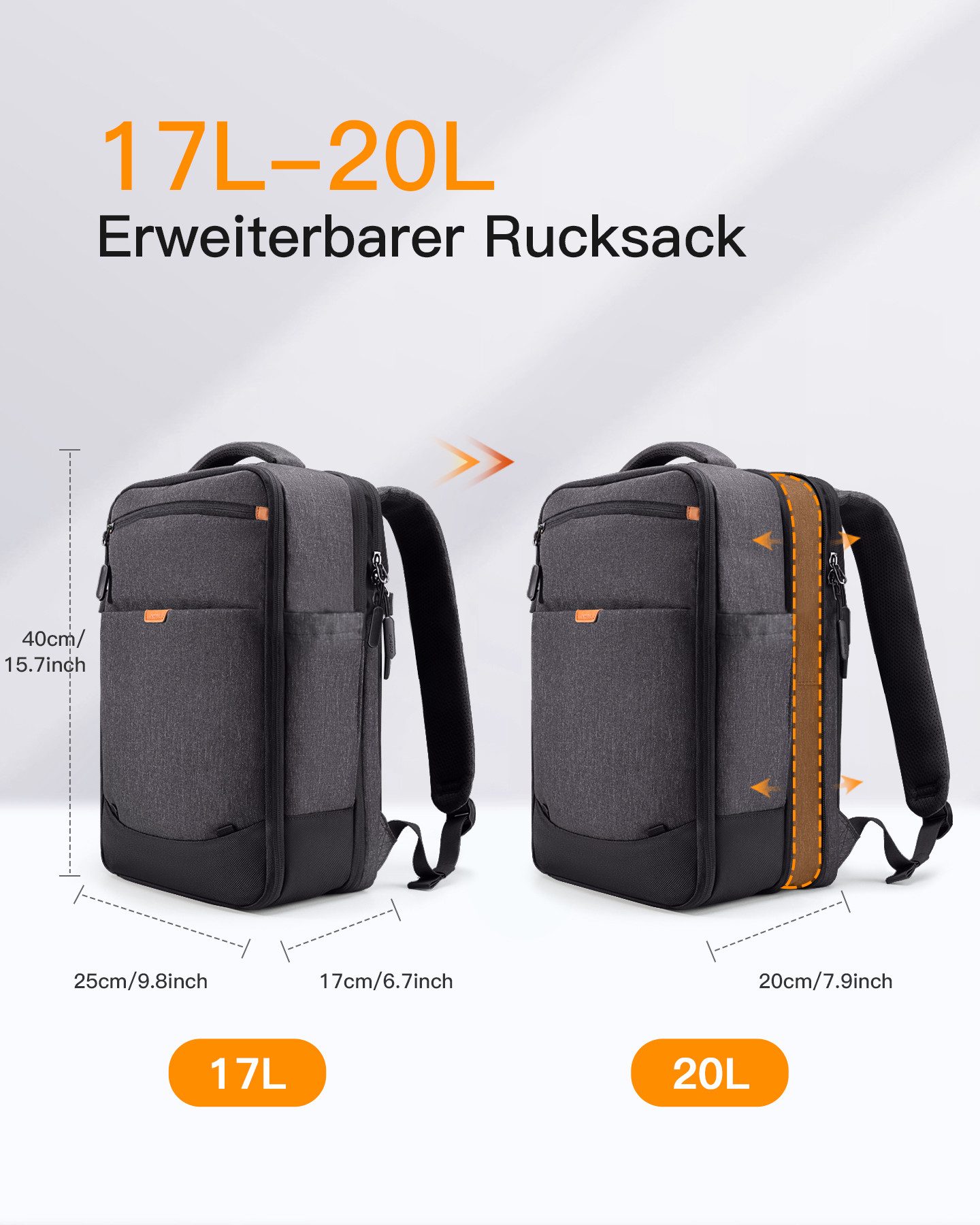 Inateck Reiserucksack 17-20L Ryanair Handgepäck Rucksack 40x20x25cm Laptoprucksack