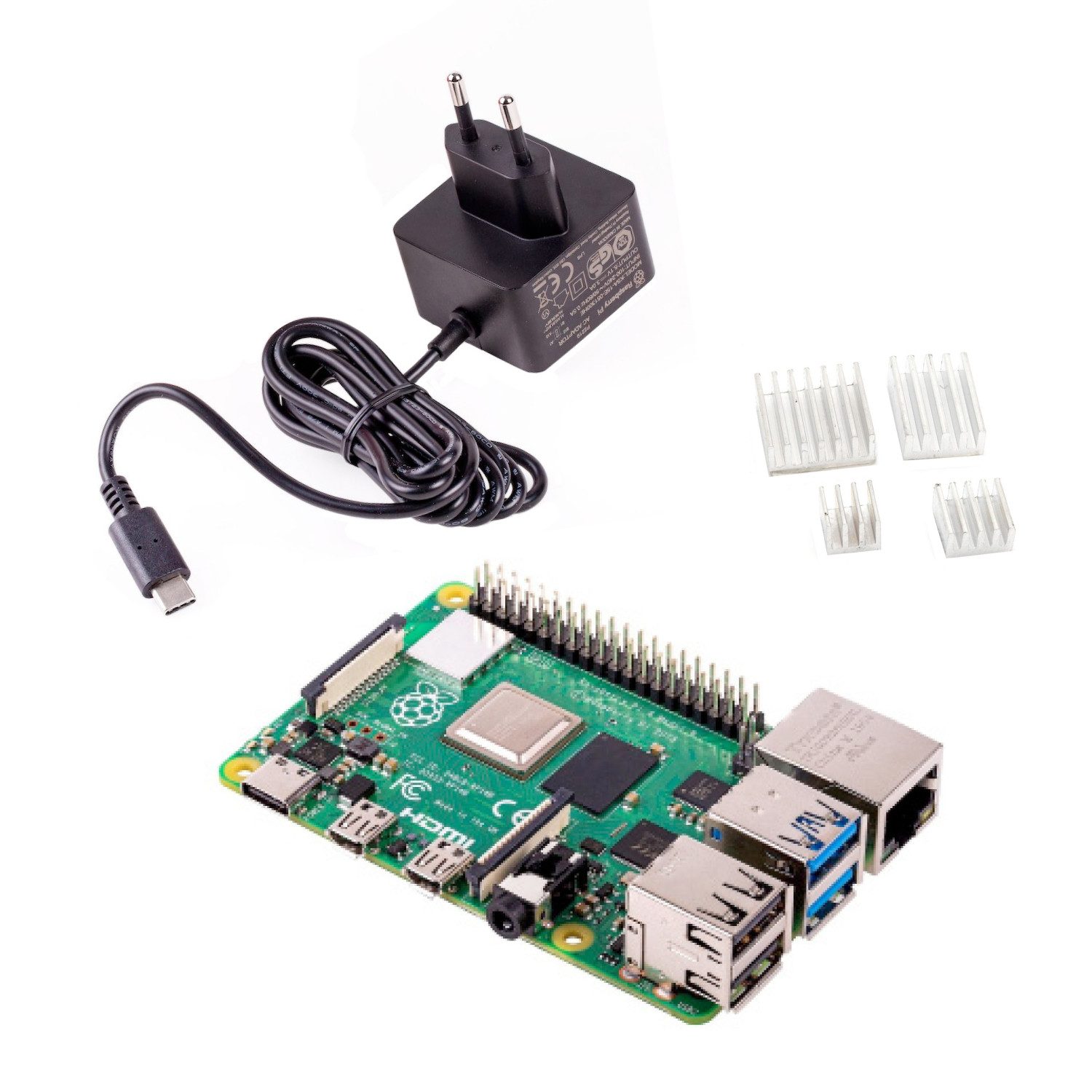 Raspberry Pi 4 Computer Modell B, 8GB Elementary Kit Mini-PC Barebone
